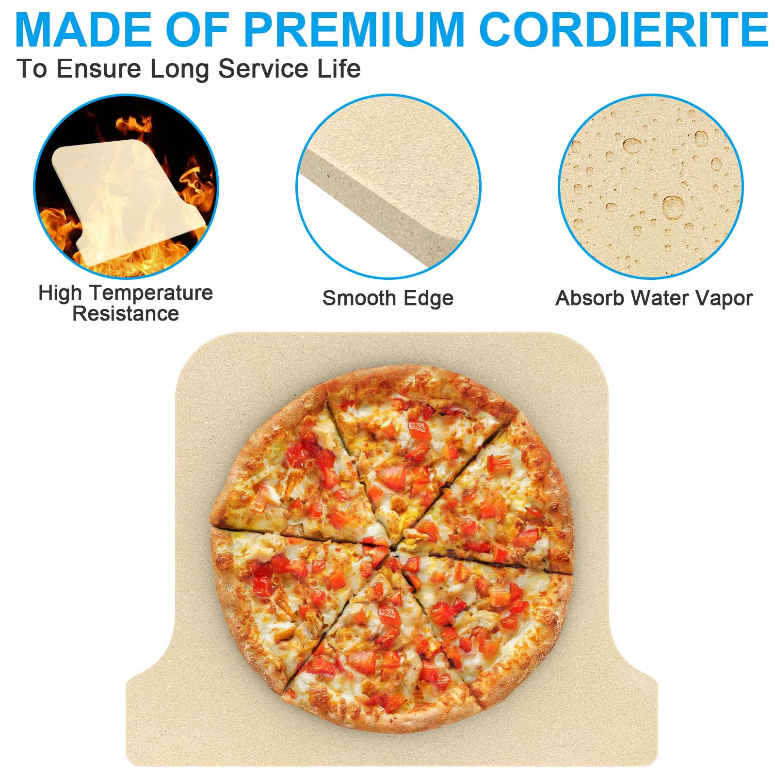 Outspark Cordierit Backstein für Ooni Koda 16, rund, hitzebeständig bis 760.0 °C, knusprige Kruste, Zubehör für Backofen und Grill