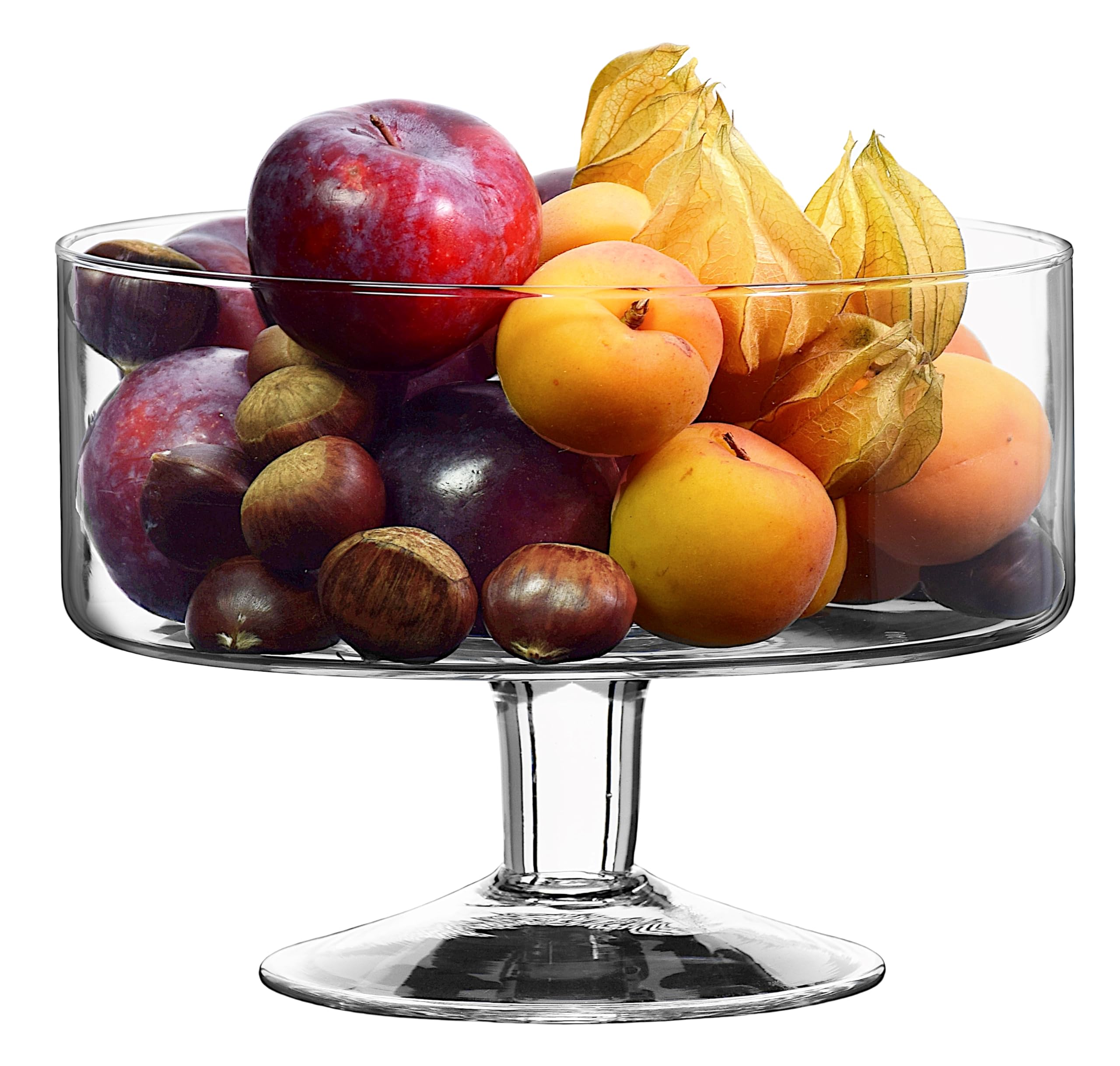 SOLAVIA Trifle Dessert Bowl for Fruit Clear Glass Handcrafted H14cm D20cm Freda Bowl Home Kitchen Decorative Accessory, 2L