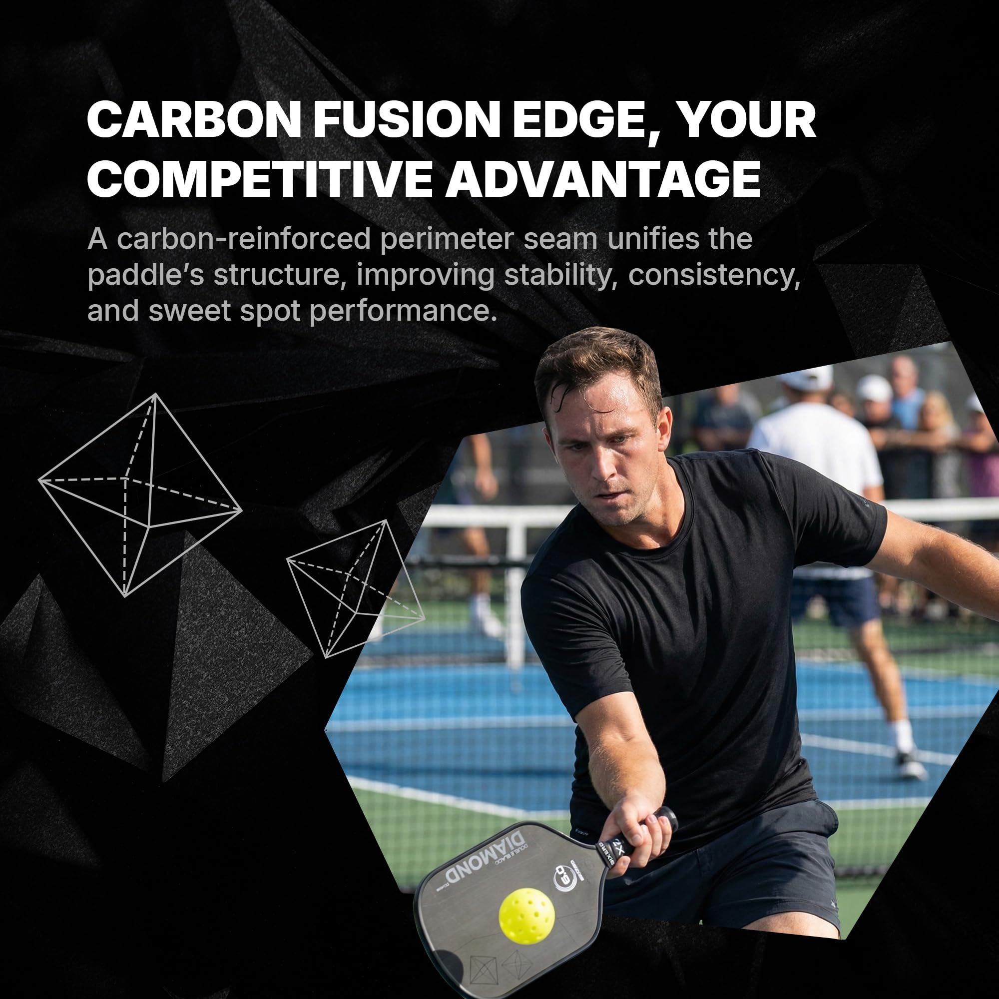Photo 1 of Six Zero Double Black Diamond Control Pickleball Paddle | Raw Carbon, Flared Design & Multiple Sizes (Black, 16mm Core)