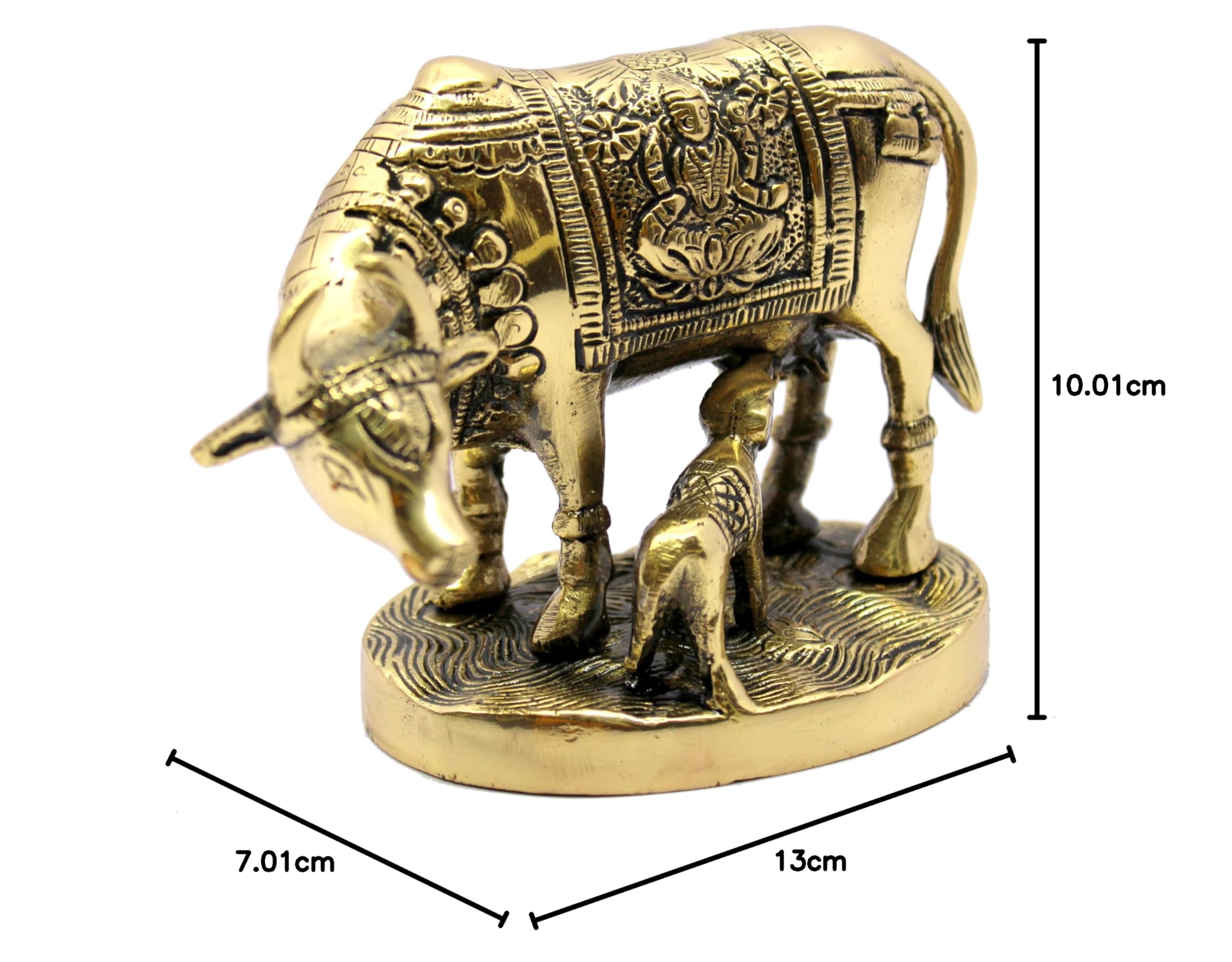 StonKraft Lucky Figurine Kamdhenu - Figura de vaca y becerro de latón