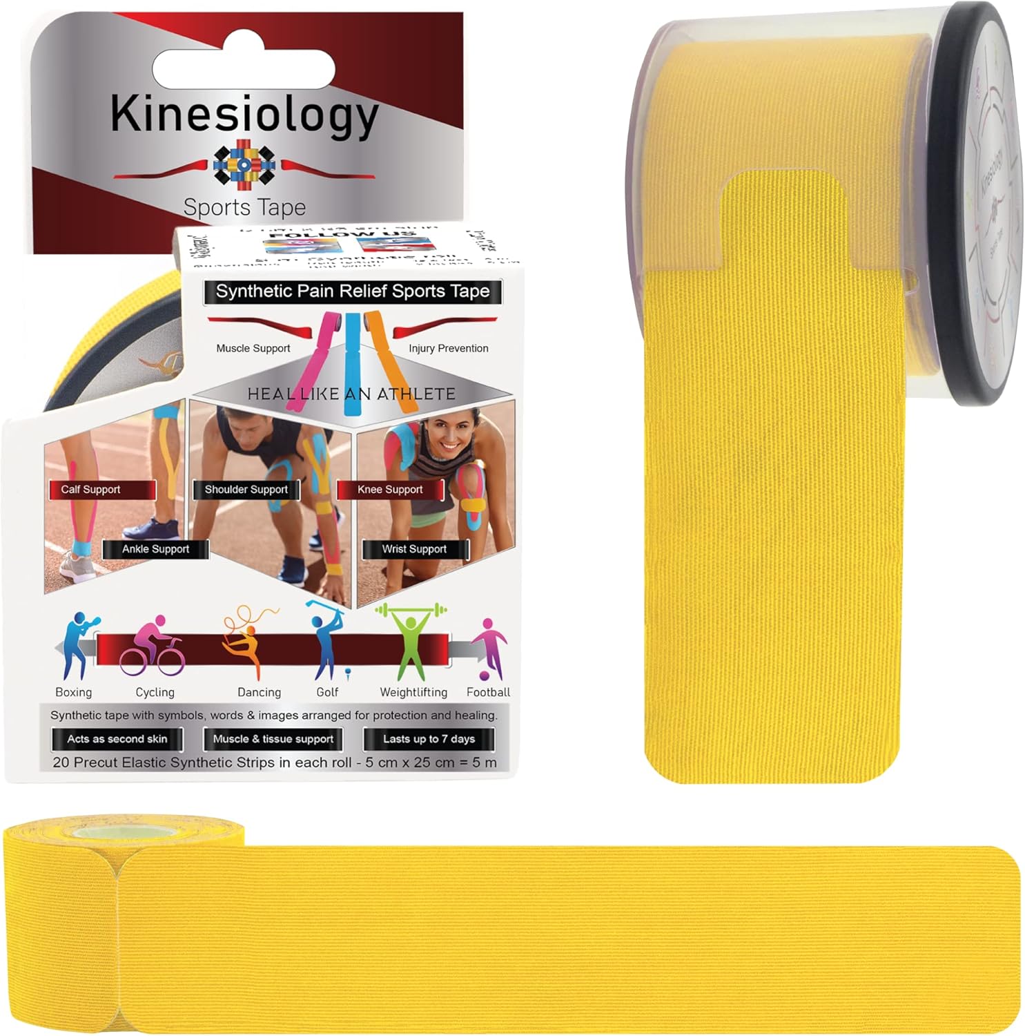 Kinesiology Tapes Pre Cut with Dispenser Synthetic Sports Muscle Tape