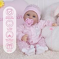 Vista 7 de Milidool Muñecas de bebé Reborn de 18 pulgadas, muñeca realista de bebé recién nacido, muñecas de silicona de aspecto real, con accesorios completos