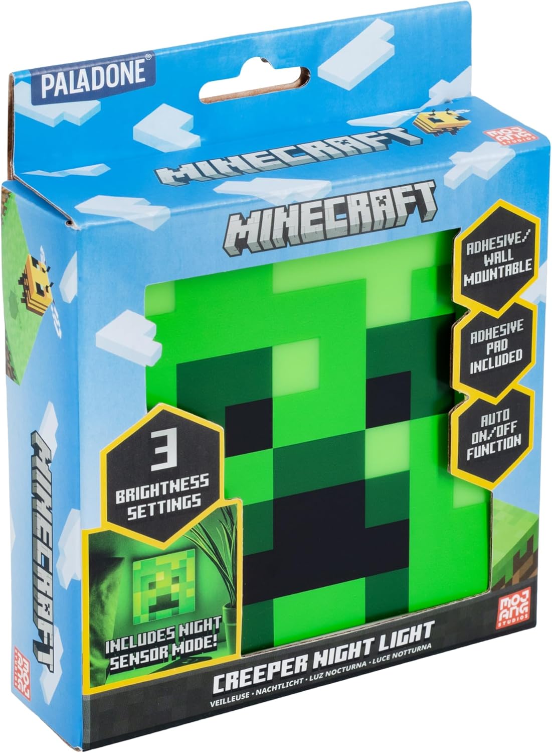 Paladone Minecraft Creeper Night Light, Night Sensor Function, Portable, Adhesive Backing for Wall Placement, Officially Licensed Gift and Bedroom Decor for Minecraft Fans