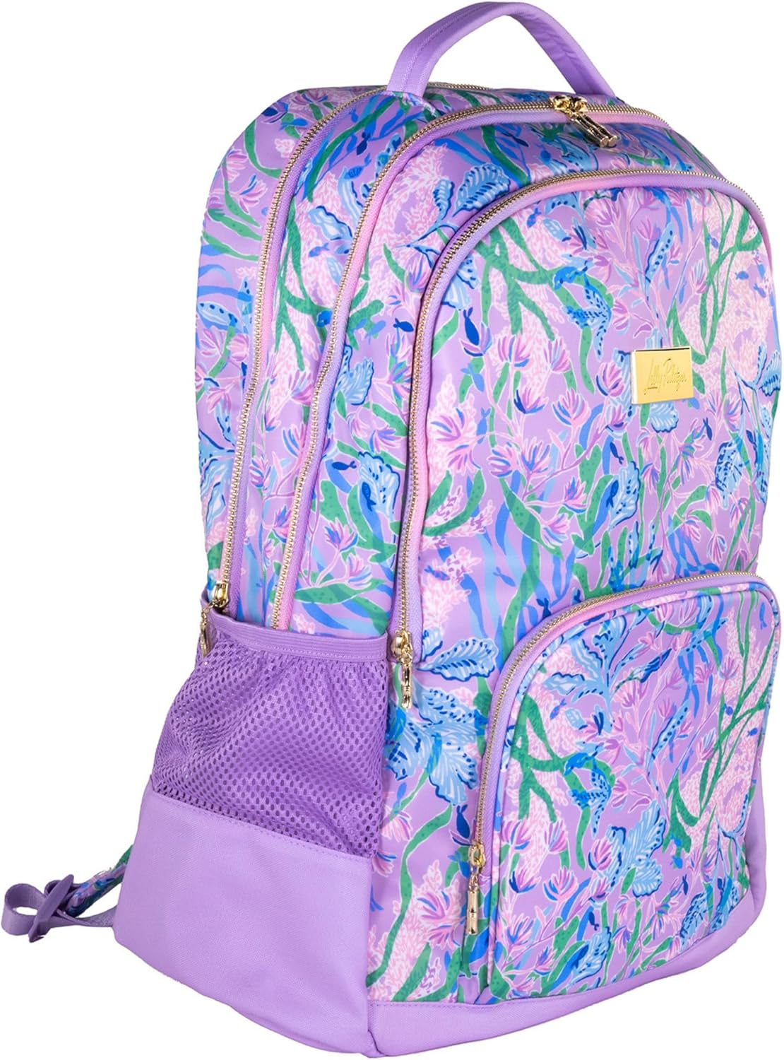 Lilly Pulitzer Large Backpack with Pockets, Adjustable Strap, and Handle, Large Bookbag for Work and Travel, Secret Escape