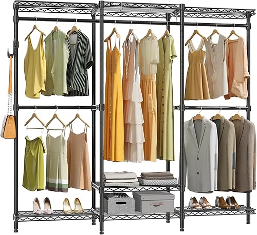 VIPEK V3 Nano Perchero con 4 semirestantes y 3 estantes estándar, perchero para colgar ropa, sistema de armario independiente, armario de metal