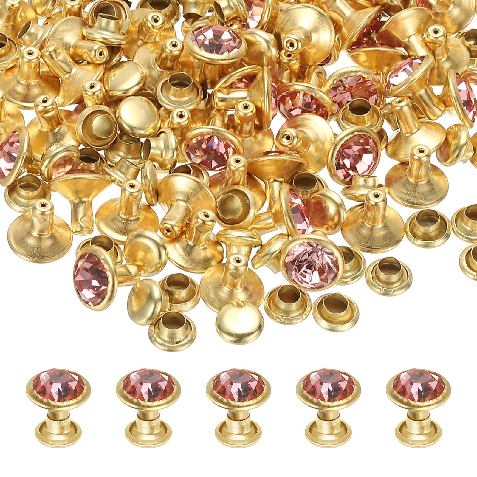 Rivets en cuir 8mm rose doré PATIKIL pour décoration et loisirs créatifs