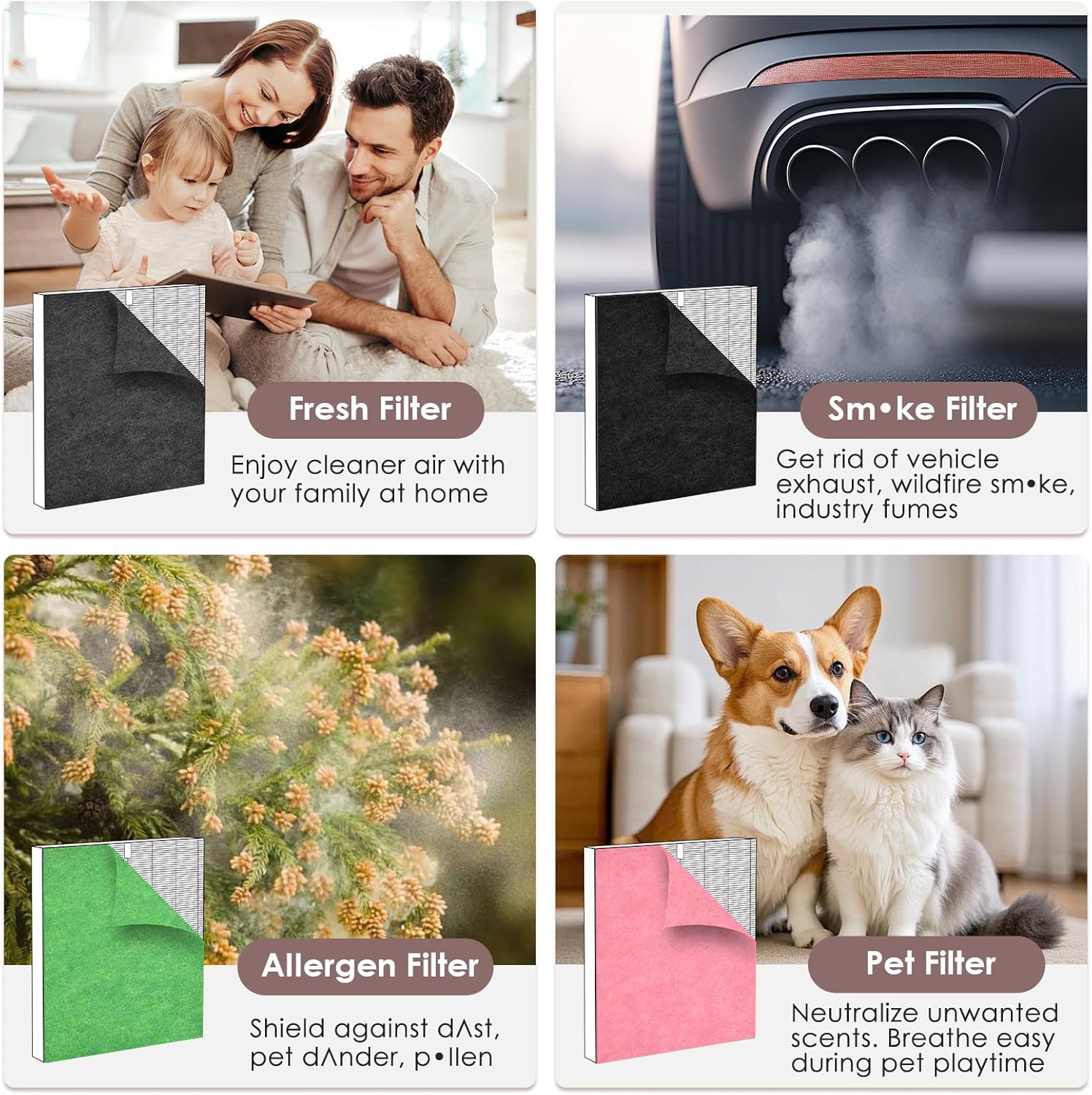 Activated Carbon Pre-filters Compatible with Coway Airmega AP-1512HH & 200M Air Purifier, Remove Odor, VOCs Eliminator, Fresh Air, Include 12 Self-Stick Strips, Fresh 6-Pack - Image 4