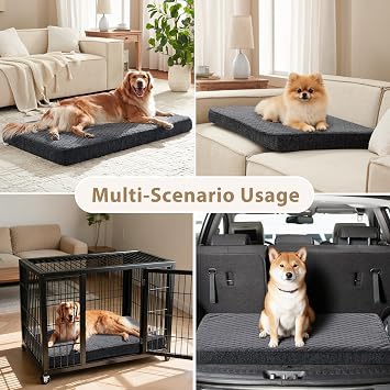 JOEJOY Orthopedic XL Dog Bed for Large Dogs, Waterproof Dog Beds for Crate | Extra Thick Egg-Crate Memory Foam Pet Bed with Washable Removable Cover, Grey, 41x27