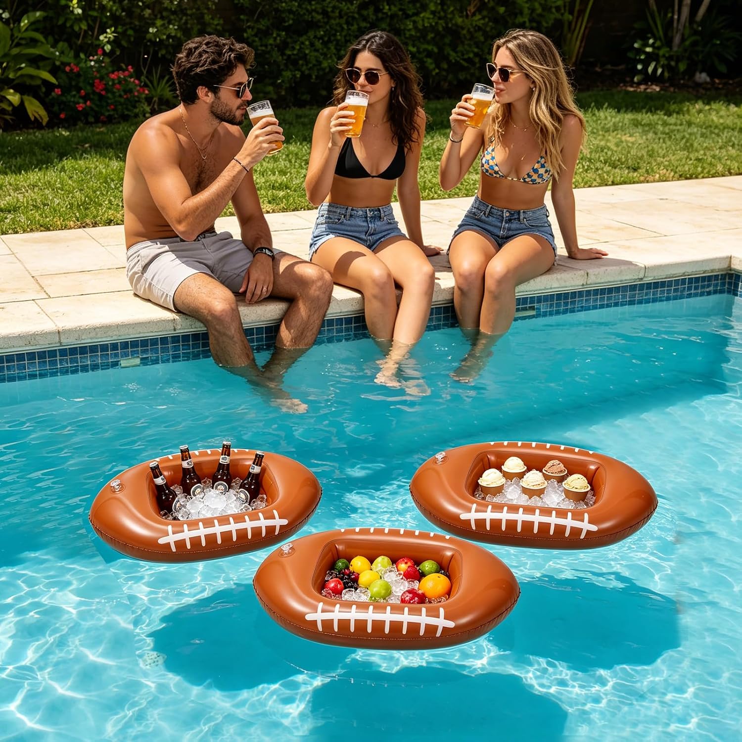6 Pack Inflatable Football Drink Coolers