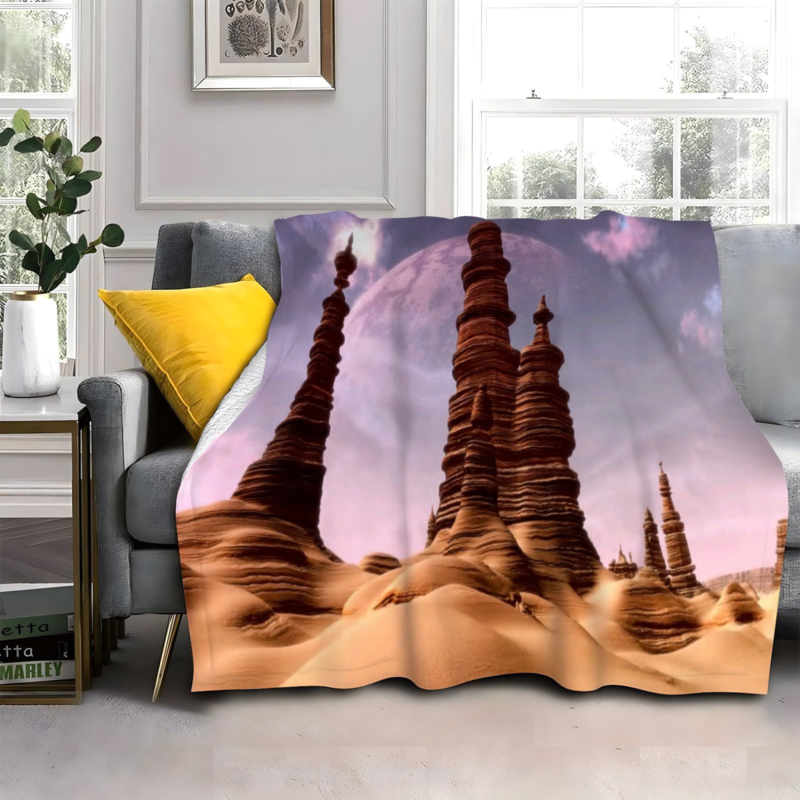 Koc pustyni Rzeźba Koc Łóżko Pojedyncze Ciepły Miękki Koc Sofa Puszysty Flanelowy 180 x 200 cm Na Wszystkie Pory Roku