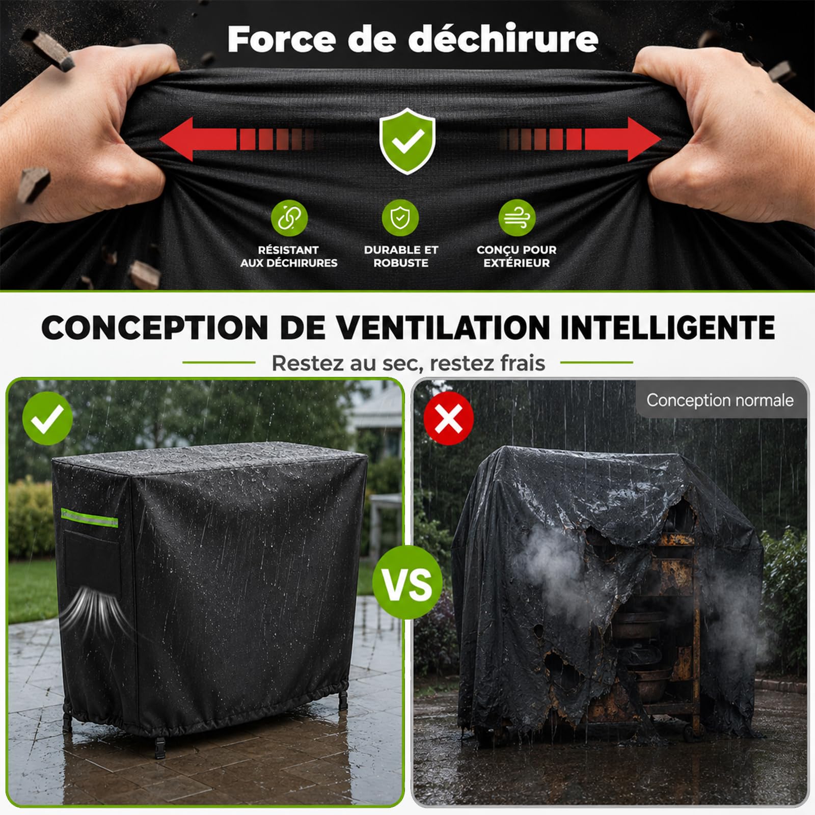 Funda para carrito Plancha, 100 x 60 x 90 cm (largo x ancho x alto), funda protectora para barbacoa, lona impermeable de poliéster con goma elástica para plancha y carrito