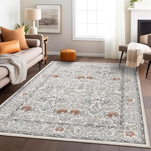 Miniatura 2 de Alfombras lavables de 5 x 7 pies para sala de estar, resistente a las manchas, para dormitorio, cocina, con parte trasera antideslizante, alfombra