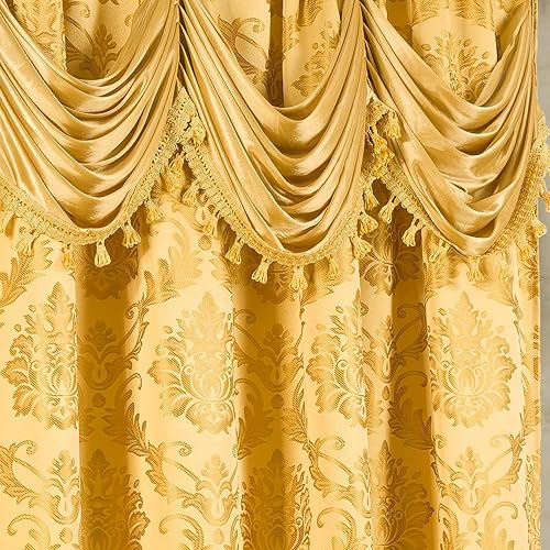 Miniatura 8 de DreamField Linen Juego de 2 paneles de cortinas de jacquard de lujo para ventana, con cenefa adjunta y dos alzapaños, 108 x 84 pulgadas de largo,