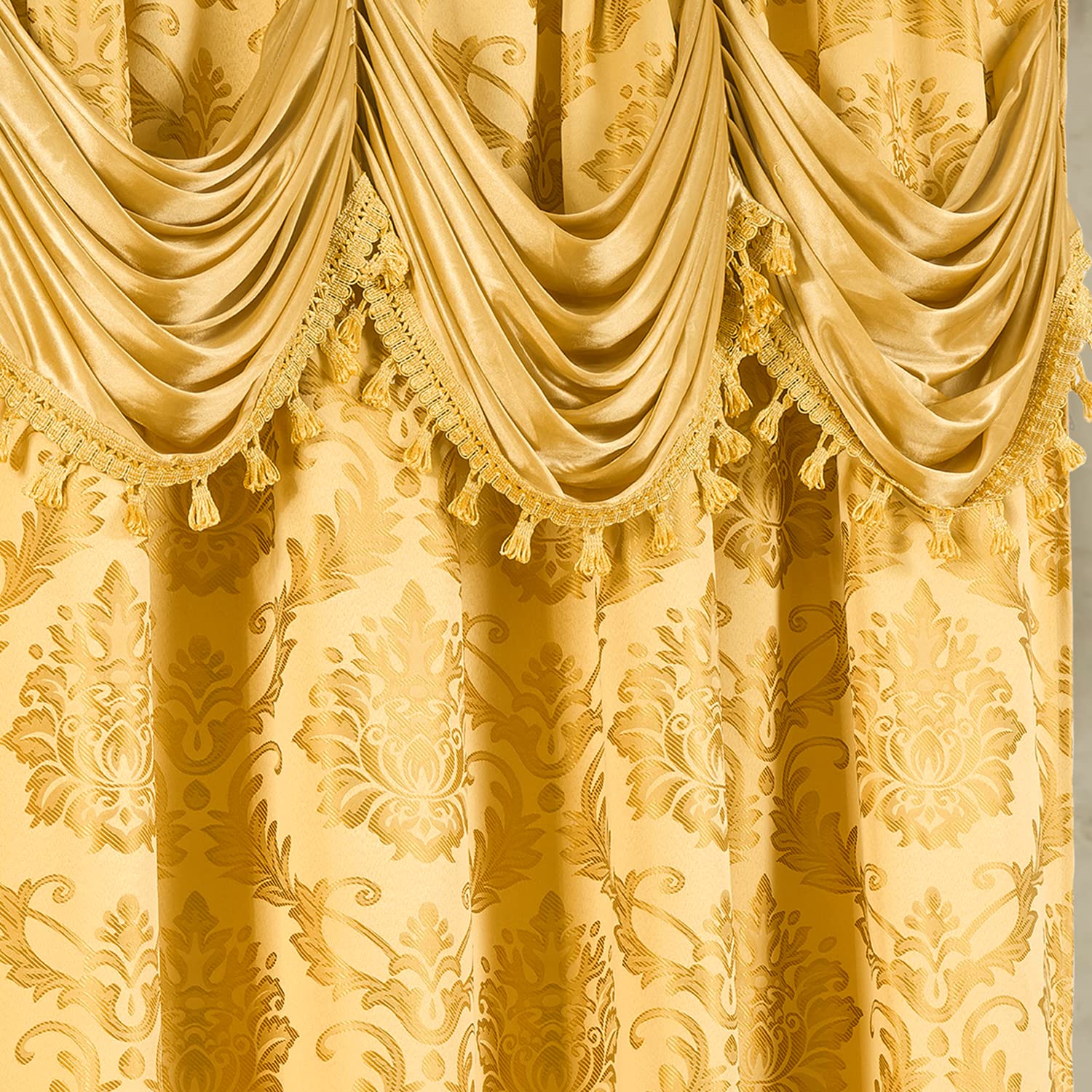 DreamField Linen Lot de 2 Rideaux de fenêtre Fantaisie avec cantonnière Transparente attachée et 2 embrasses, 137,2 cm de Large x 213,4 cm de Long, Design élégant de Luxe, Parfait pour Salon et