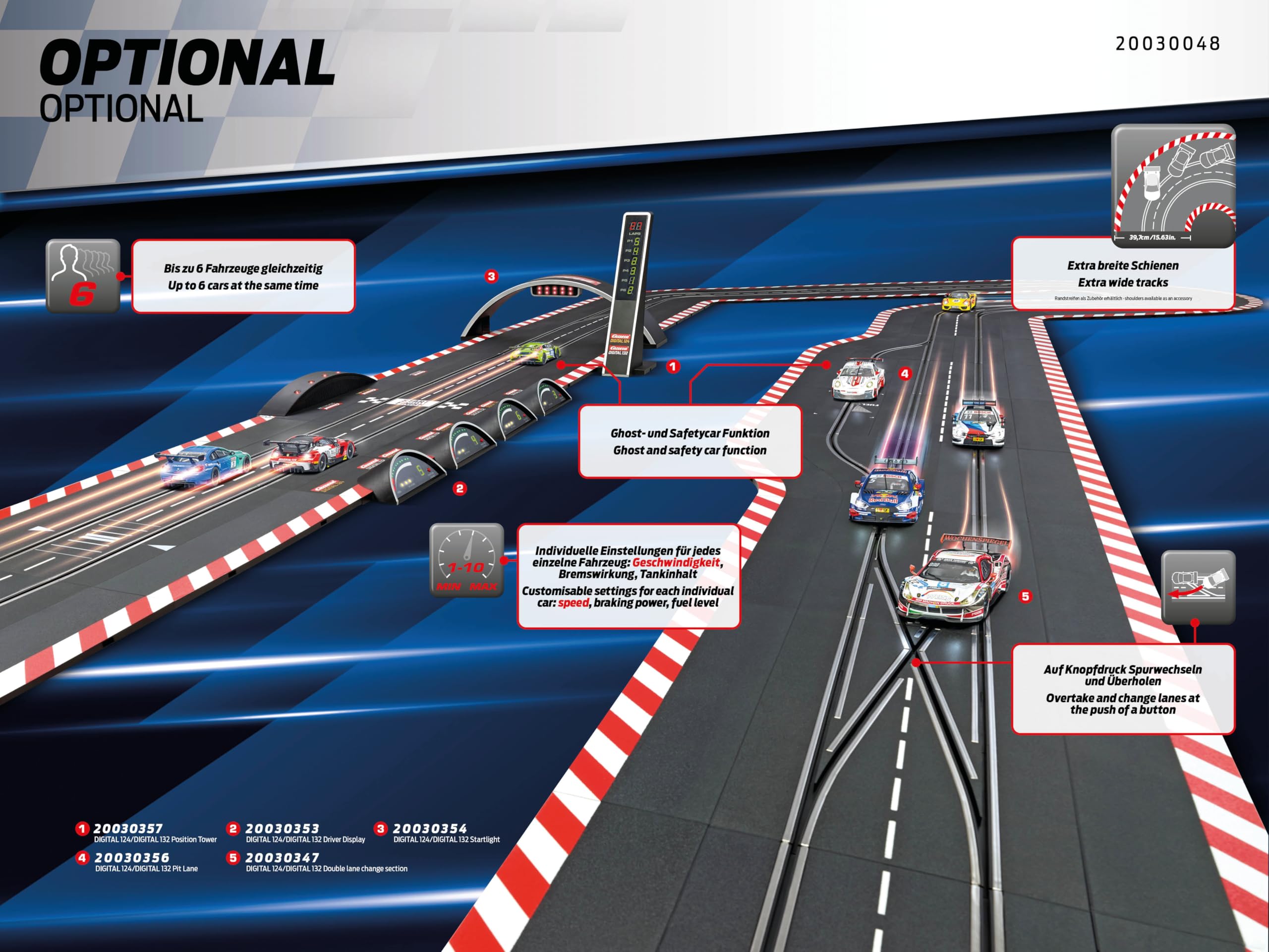 Carrera Digital 132 / Formula 1 Race of The Champions/Red Bull Racing RB20 M. Verstappen vs. S. Pérez / 7,3 m Racetrack/Wireless 2.0 / Up to 6 Drivers/Scale 1:32 Formula 1 Racetrack Set