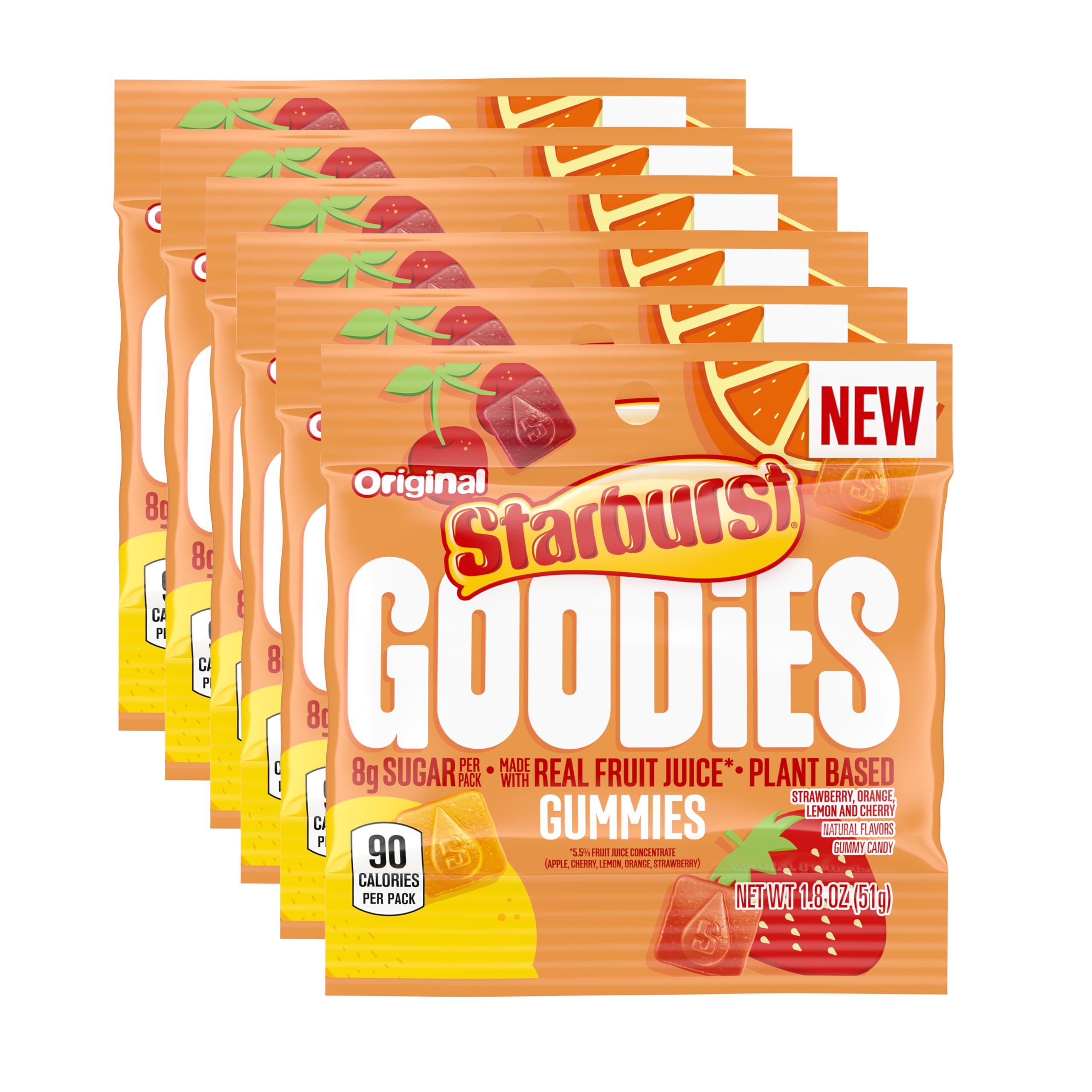 STARBURST GOODIES Original Plant-Based Gummy Candy, 1.8 Oz Bags, 12-Pack