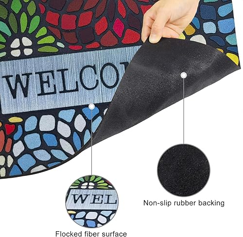 Miniatura 4 de CHICHIC Colorido tapete de bienvenida de 18 x 30 pulgadas, tapete de bienvenida para puerta delantera al aire libre para entrada del hogar, tapete