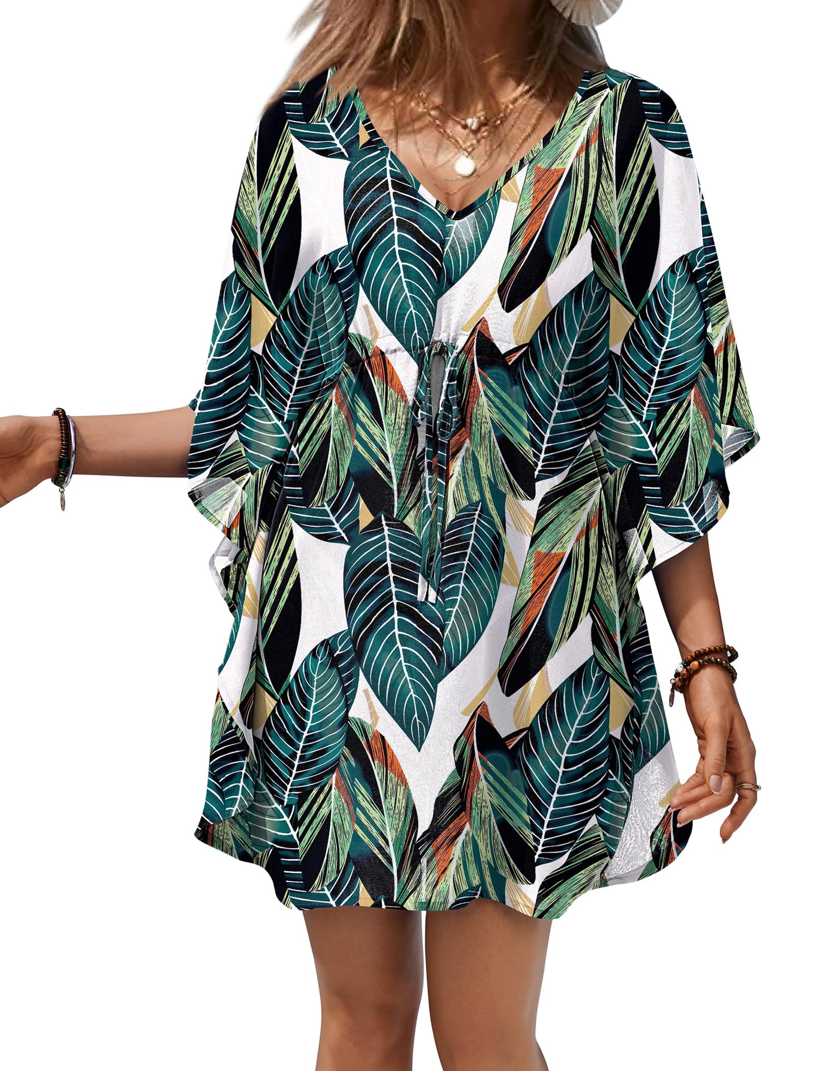 Ekouaer Womens Swimsuit Coverup 2026 Sheer Chiffon Floral Print Sexy Bathing Suit Cover Up Swimwear Beachwear