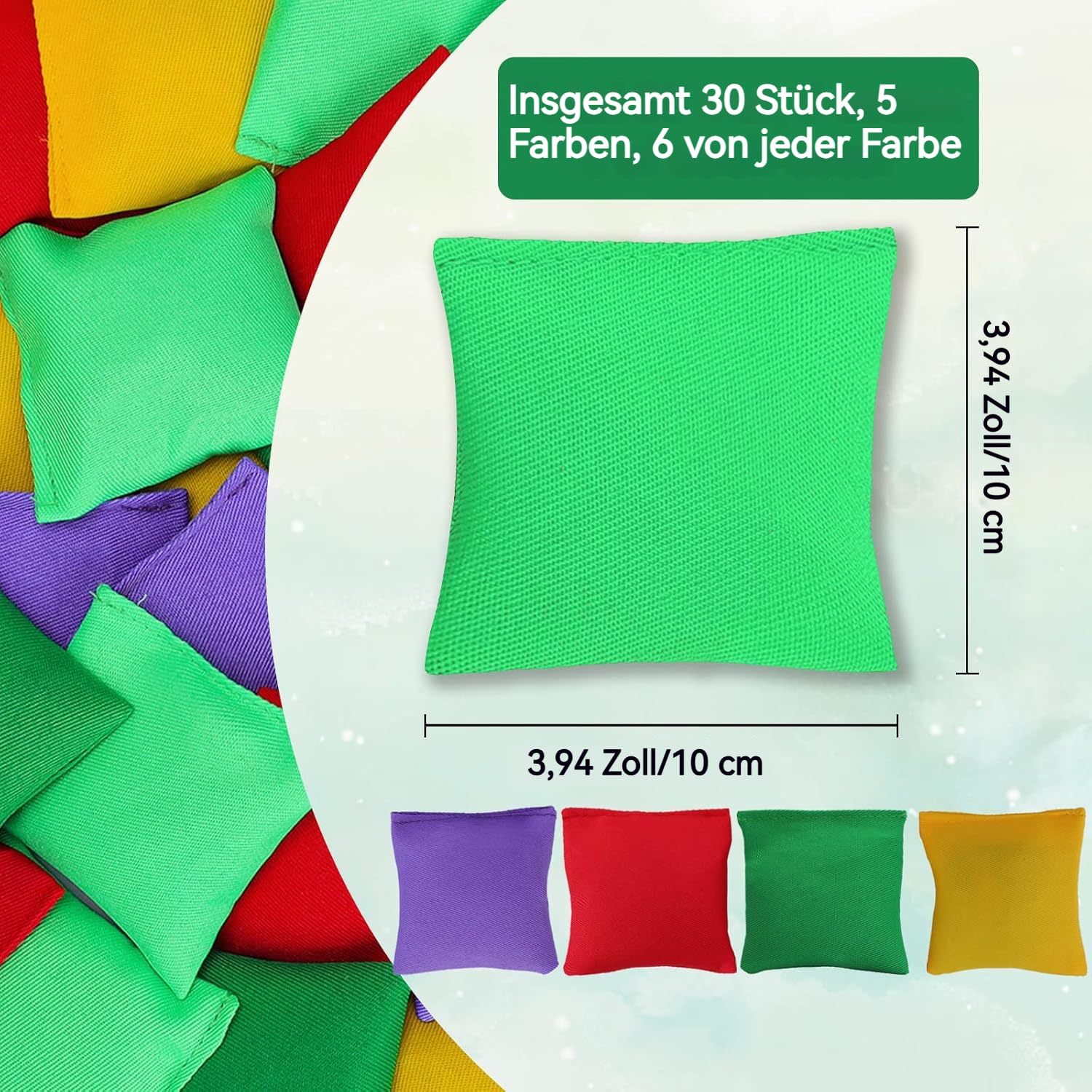 Bean Bags Tczecoo 30 Stück Sitzsäcke, Nylon-Sitzsäcke, Cornhole Säckchen, Sitzsack-Wurfspiel, Beanbags Kinder Werfen Spiel Für Spaß Sport Party Spiel Familienspiele Karneval, 10x10cm