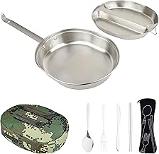 MASTIFF GEARS USGI Military-Grade Mess Kit - 20% Larger 304 Stainless Steel | FDA Compliant w/Utensils & Pouch for Camping, Backpacking, Emergency Prep