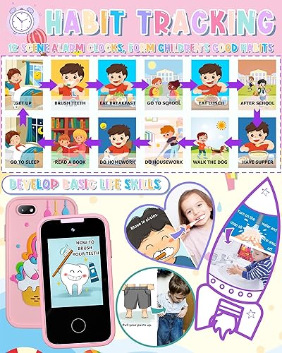 Miniatura 5 de Teléfono inteligente para niños, regalos de unicornios para niñas de 6 a 8 años, pantalla táctil, juguete con múltiples aplicaciones, tarjeta TF 8G