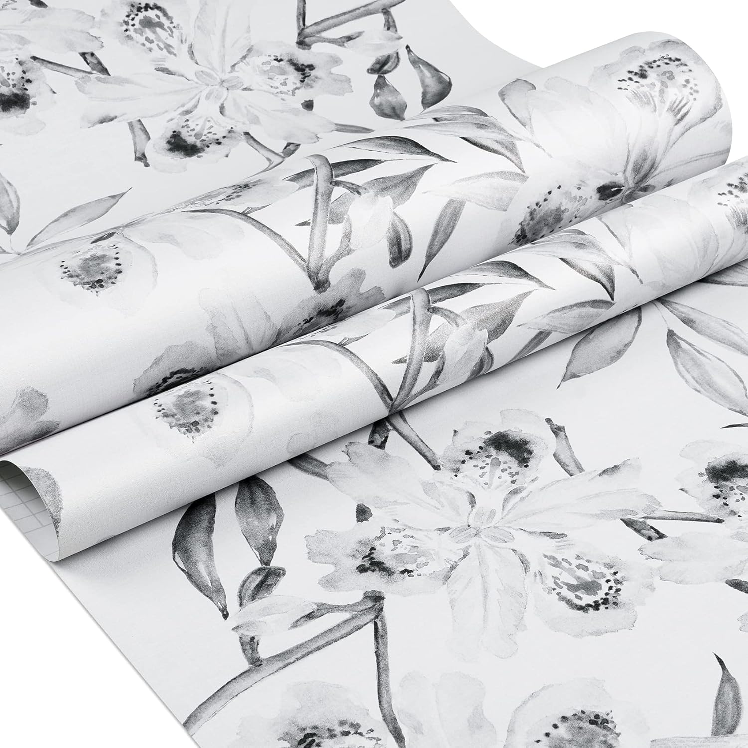 ReWallpaper Grey Floral Wallpaper Peel and Stick for Bedroom Bathroom 17.5in X 23ft Neutral Iris Floral Contact Paper for Cabinets Self Adhesive Removable Farmhouse Wall Paper Wall Decor Living Room