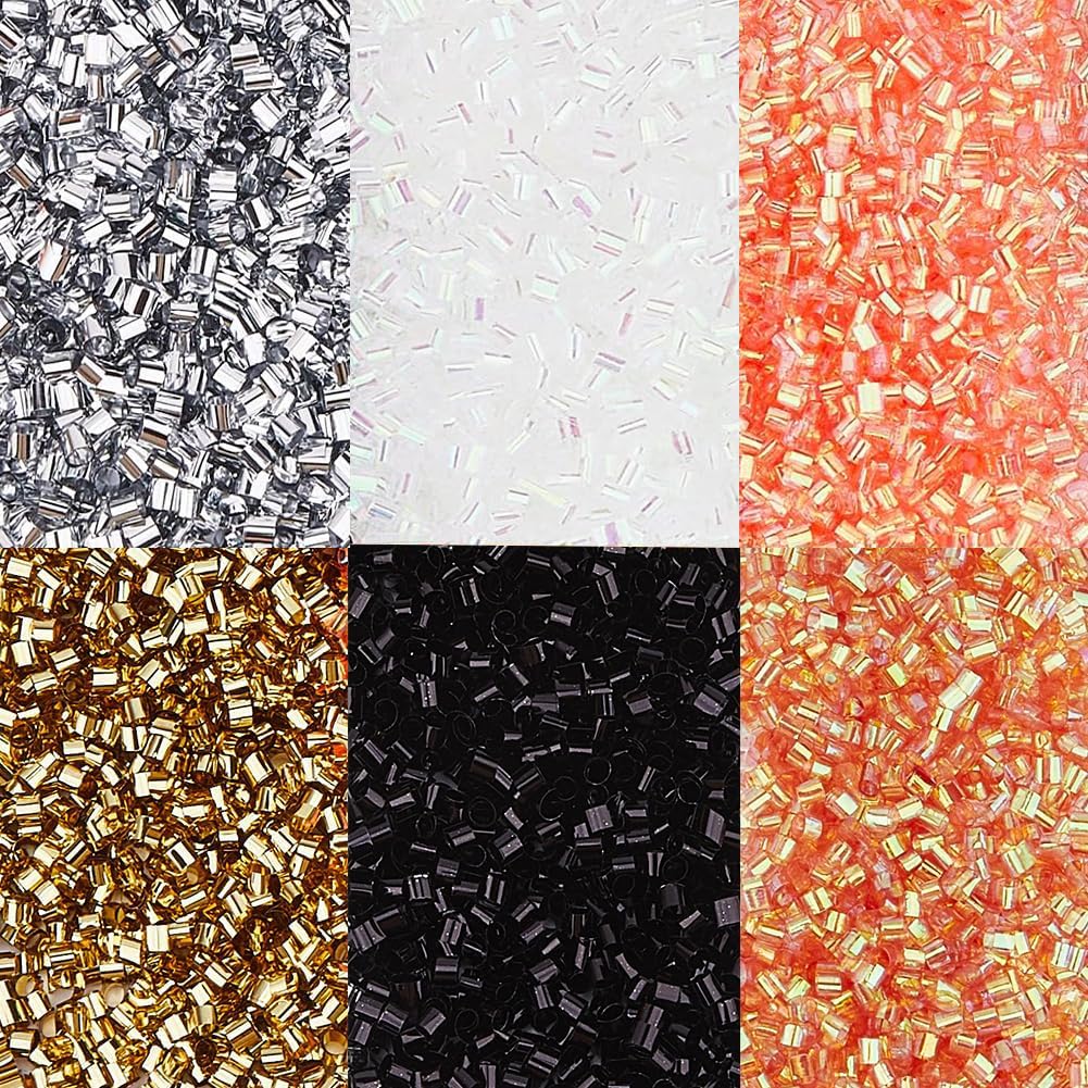 DICOSMETIC 6 Colors 120g Crispy Bingsu Beads for Slim About 12702Pcs Iridescent Soft Straw Tube Beads 3D Glitter Plastic Beads Assortment Crunchy Slime Microbeads Supplies Halloween Colors Beads