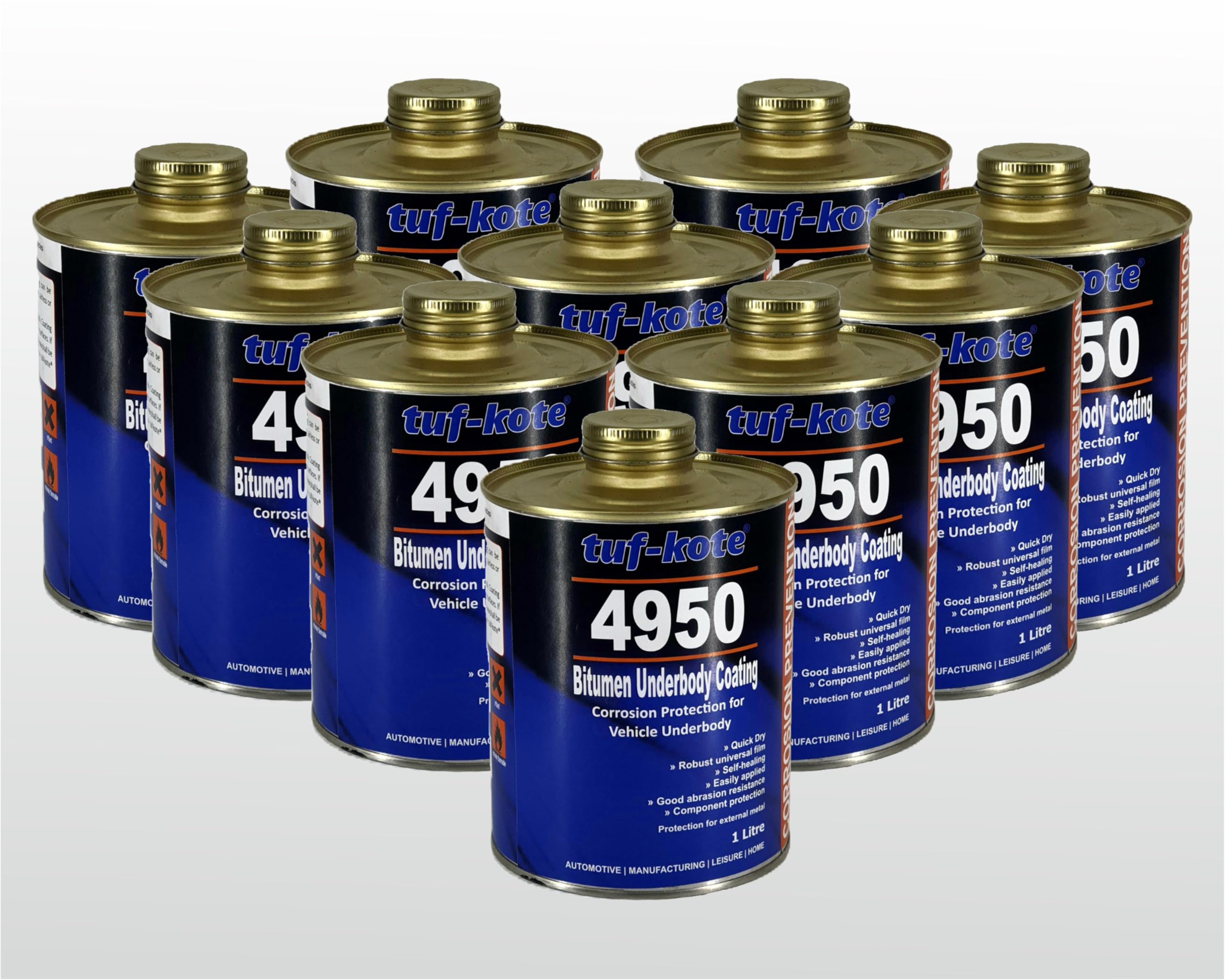 tuf-kote 4950 Bitumen Underbody Coating 1L Rust Protection Vehicle Corrosion Protection Guard Anti Rust Sealant Durable Flexible Adhesive Protective Coating [10 x 1 Litre Pack]-image-11