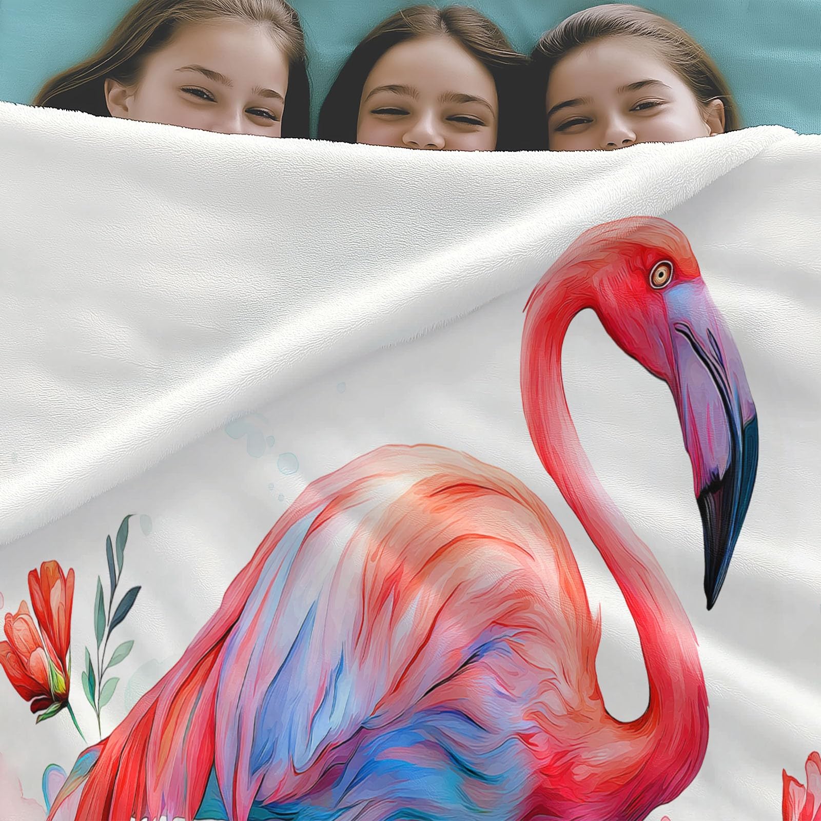 Manta para Sofá, Invierno Verano Manta Polar Flamenco De Acuarela Cálida Mullida Super Caliente Ligera Mantas Cama para Adulto y Niño Sala de Estar, Blanco, 200x200 cm