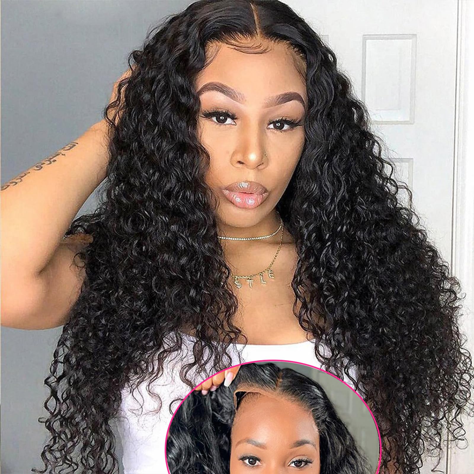 20 Inch Human Hair Deep Wave Lace Front Wig Glueless Wear and Go 26 Inch Body Wave Lace Front Wigs Human Hair Pre Plucked 180  main image 2