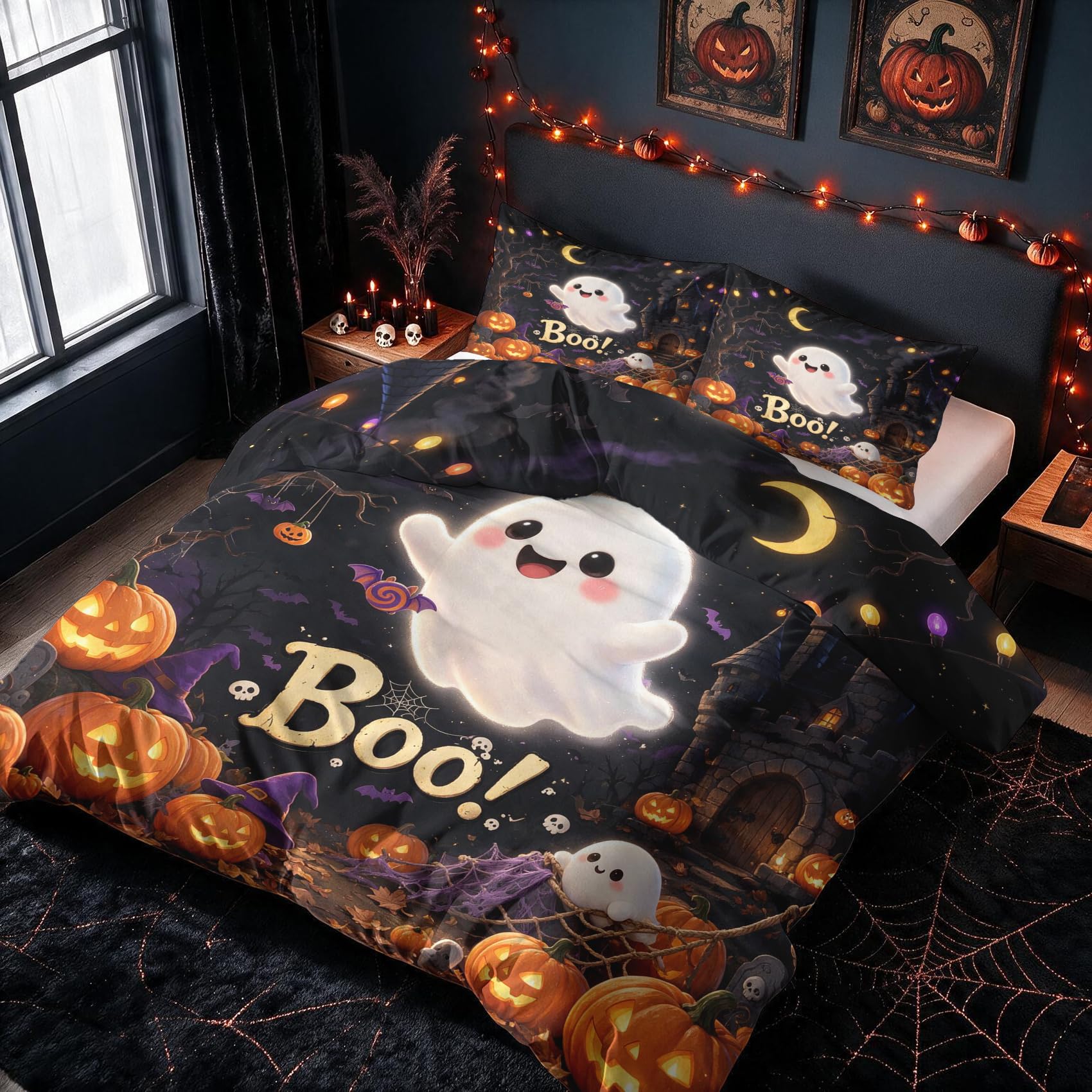 Generisch Halloween Kinder Bettwäsche 135x200 2er Set Deckenbezug, Geschenk