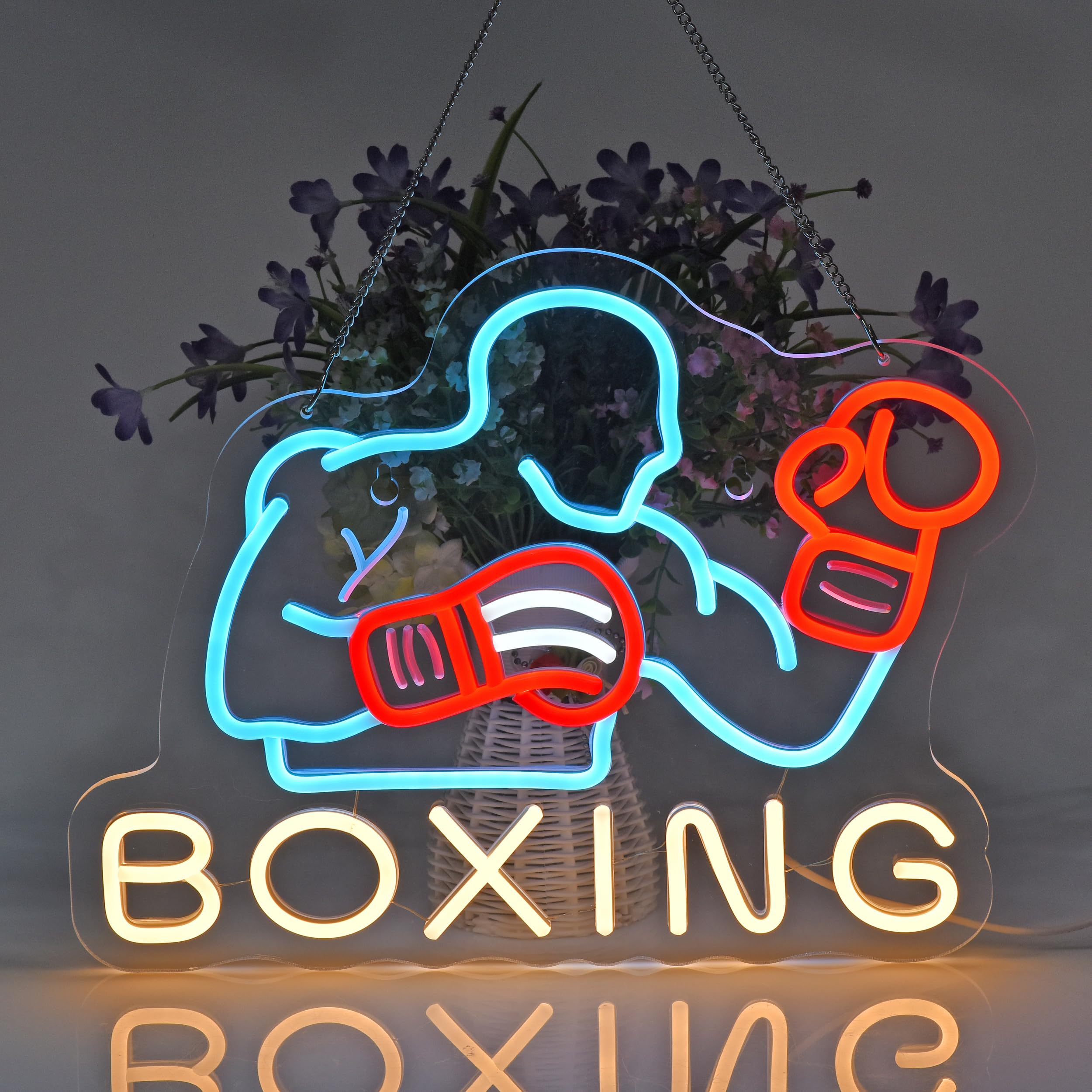Letrero de neón de boxeo, luces de neón para colgar en la pared, decoración para gimnasio, sala de deportes, sala de juegos, regalos para hombres, cuevas, niños, alimentación por USB, ultra