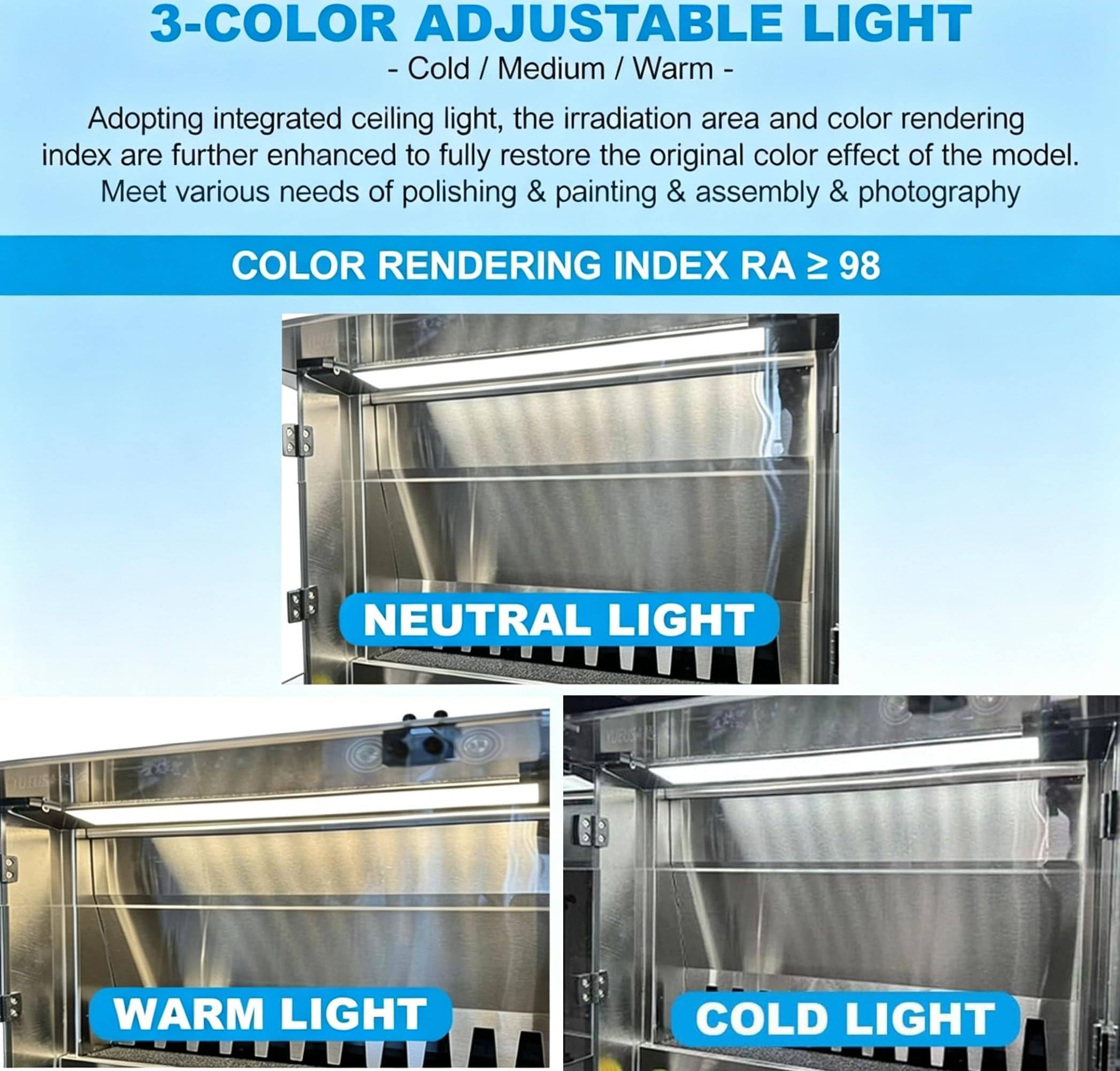 Cabina di verniciatura ad aerografo da 180 W con Cortina d'Acqua da 2200 l/h, Cabina di verniciatura a Cascata con Doppia filtrazione e Porta autosigillante, per hobbisti con 3 luci a LED