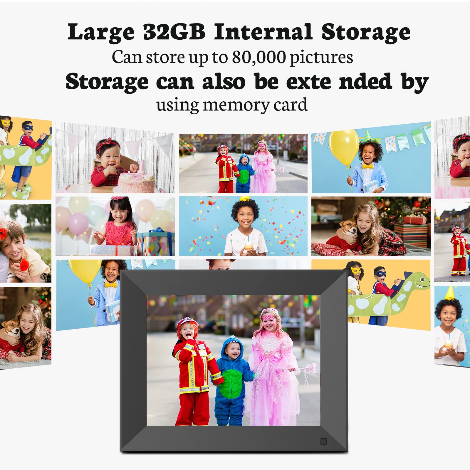 BSIMB Smart WiFi Digital Picture Frame, Electronic Photo Frame with IPS Touch Screen, 16GB Internal Memory, Sharing Photos/Videos via App Email, Gift for Grandparents (Black)