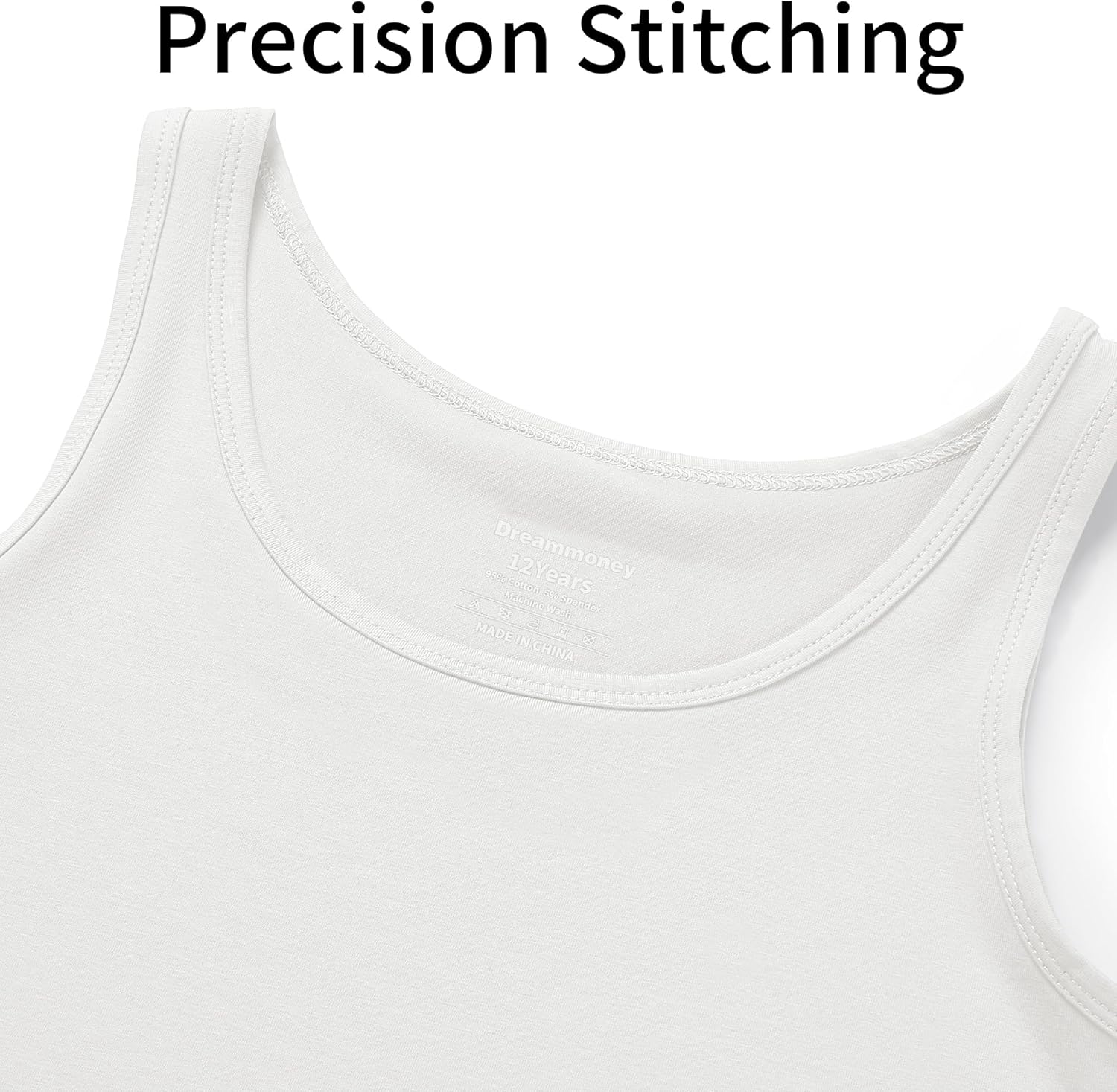 Dreammonkey Girls Tank Top - Soft Cotton Round Neck Sleeveless Stretch Undershirt for Kids 2T-14 Years - Image 3