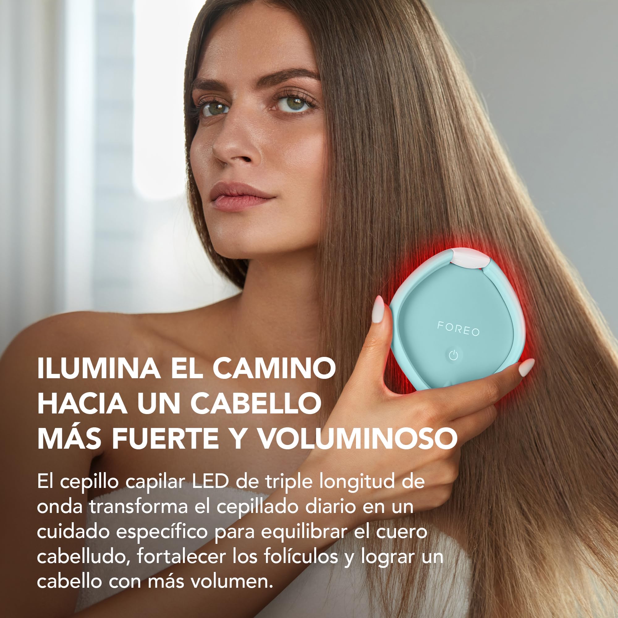 FOREO FLIP Play Advanced LED Light Hairbrush - Multi-Functional 3-in-1 Hair & Scalp Tool with Red, Blue & Green Light Modes – Designed to Support Scalp and Hair Appearance - Ice Ice Baby!