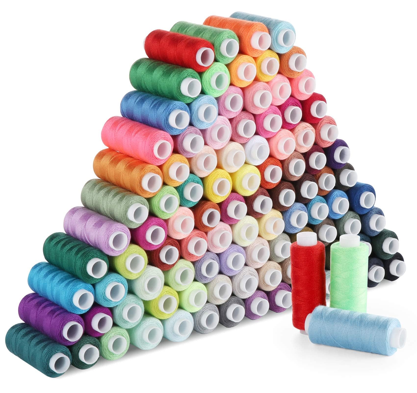 Juego de hilos de coser de 100 colores, hilo Lemonfilter para coser 250 yardas cada carrete, hilo de coser de poliéster surtido para principiantes, Hilos para Coser para coser a máquina, costura a