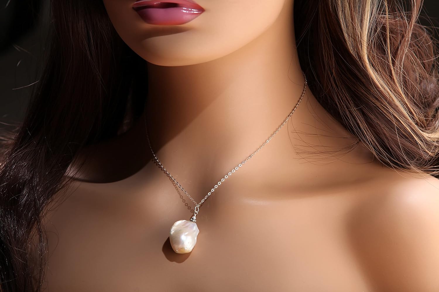 Genuine Freshwater Baroque Pearl with 925 Italian Sterling Silver Necklace
