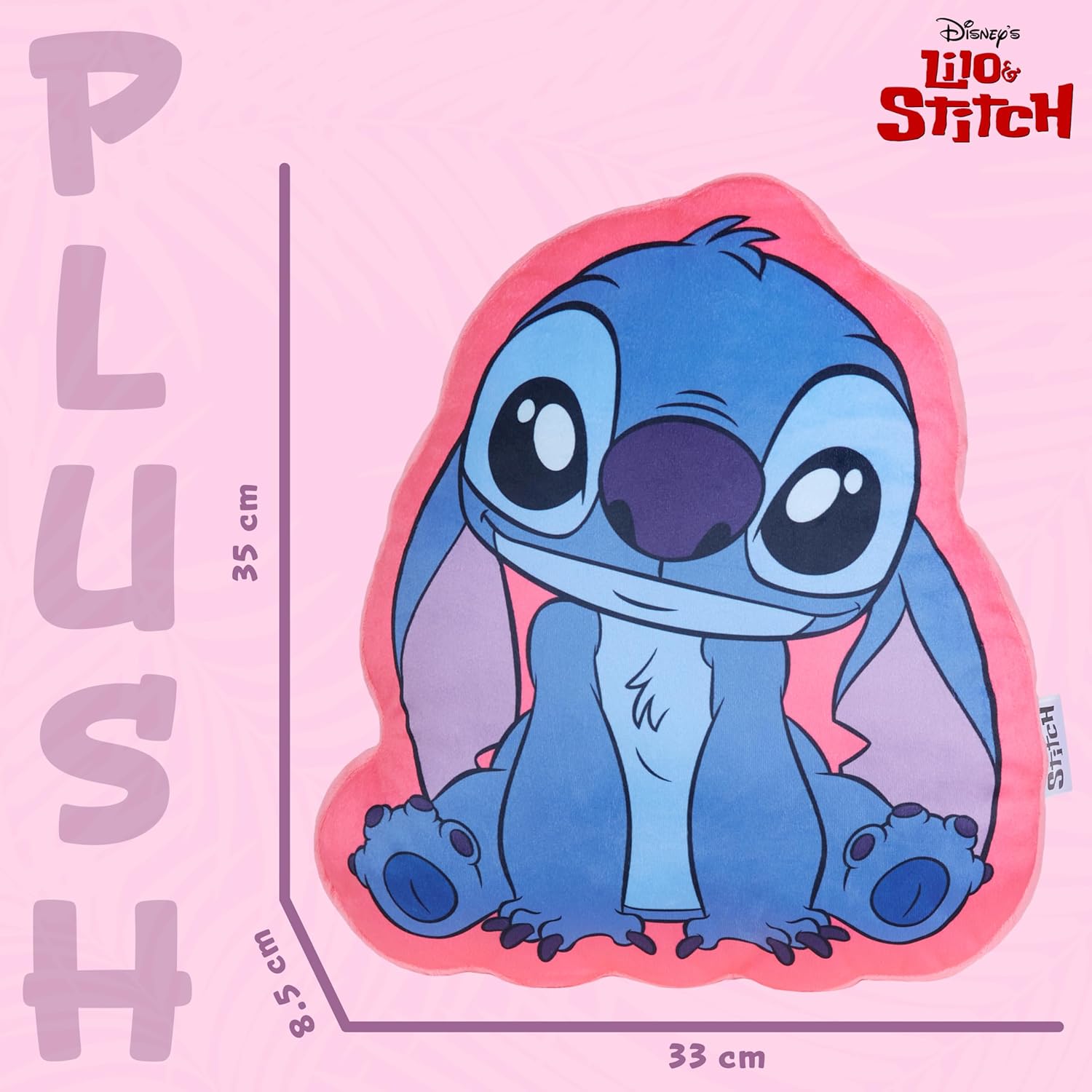 Disney Stitch 3D Plush Cushions for Bed Travel, Cute Cuddle Pillow Stuffed Character Pillow, Bedroom Accessories, Room Decor, Gifts for Kids (Blue/Pink Stitch)