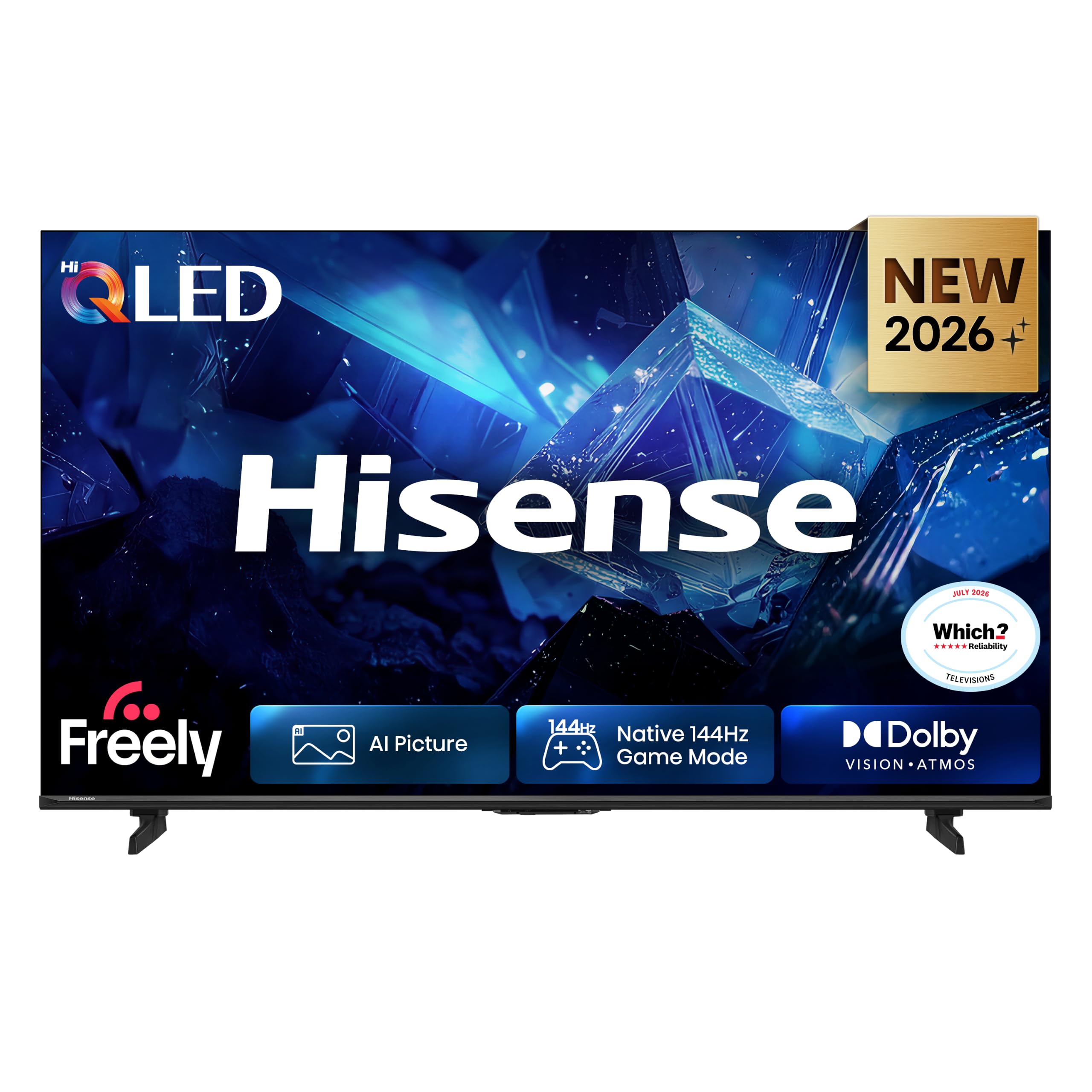 Hisense 50" 50E78STUK PRO Hi-QLED 144Hz 4K Ultra HD AI Smart TV with Freely, Netflix, Disney+ and YouTube - Hi-QLED Colour, Built-in Subwoofer, AI Smooth Motion, AMD FreeSync Premium, Filmmaker Mode