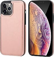 Vista 3 de ONETOP - Funda tipo cartera compatible con iPhone 12 Pro Max con tarjetero, piel sintética, ranuras para tarjetas, doble cierre magnético y funda