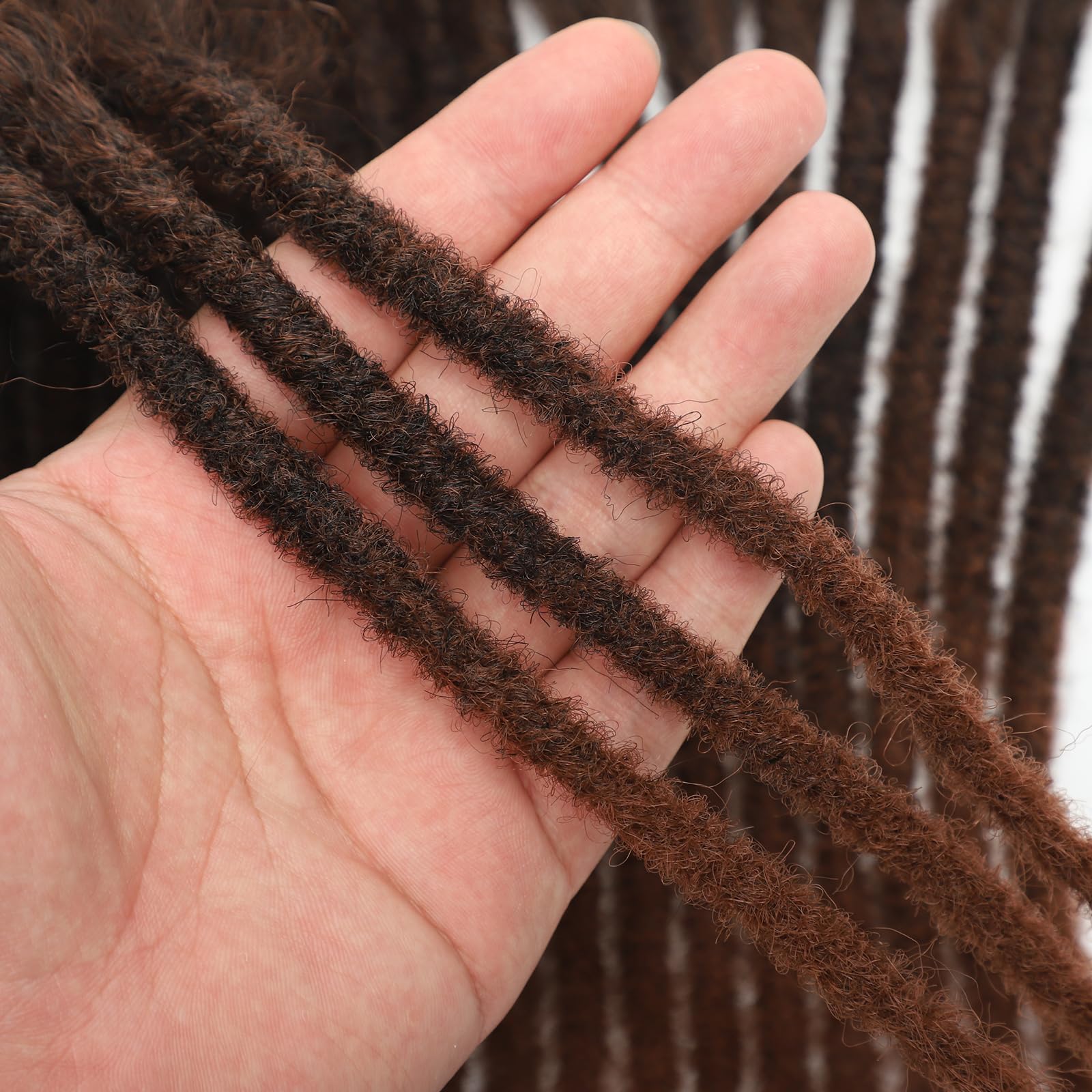 QIDESHENG 8 Inch Dreadlock Extensions Synthetic Hair 30Strands 0.8 Width Handmade Dreads Hair Extensions Reggae Braids Locs Synthetic Hippie Single Ended Dreads for Women/Men/Kids (1B/30 - Image 4