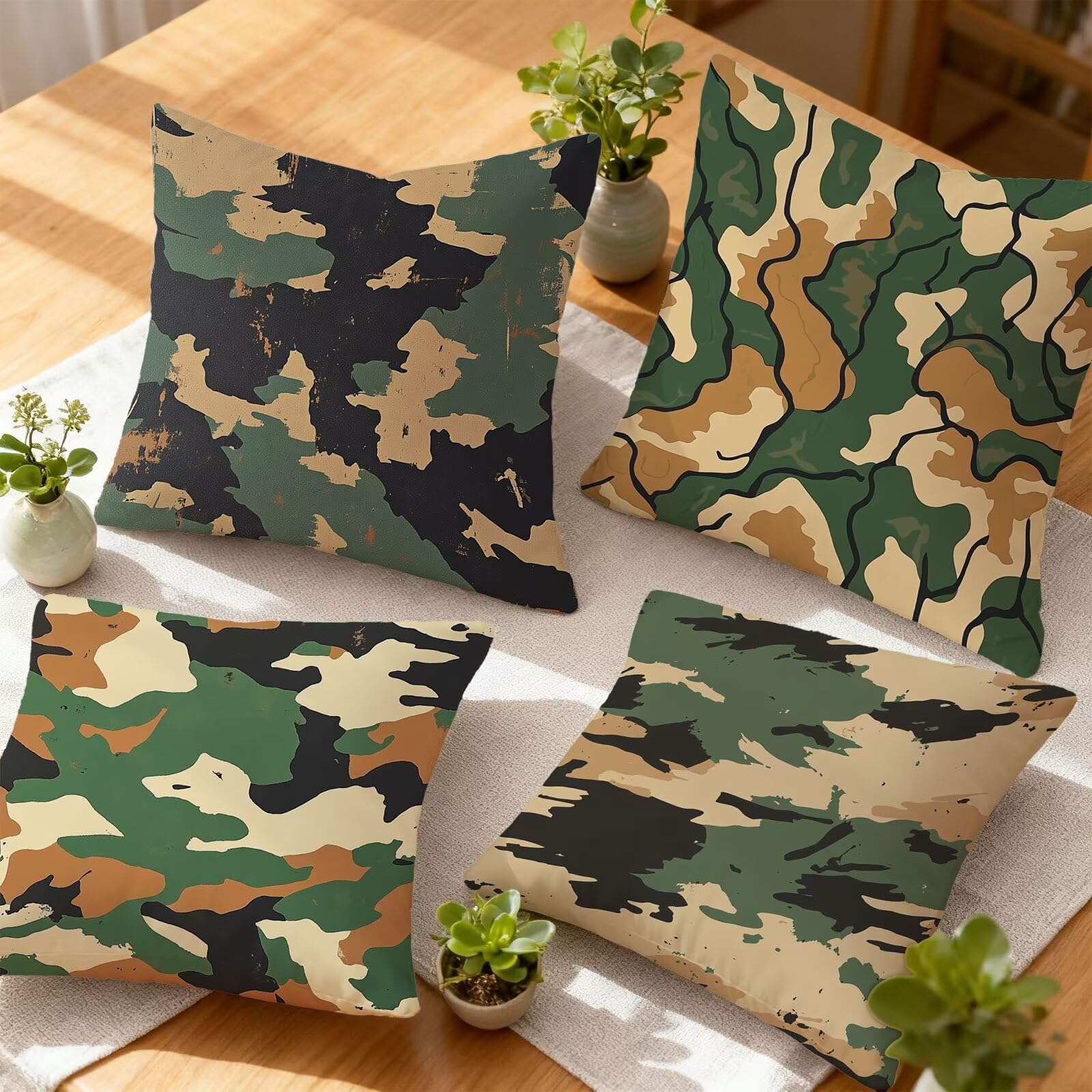 Verde Federe Cuscini Divan 60x60 Beige Federe Cuscino Letto Super Morbido Copricuscino Letto Set di 4 Cuscini Divano Decorazioni Autunnali Copricuscini Arredamento Casa, per Sedia Giardino E - 579