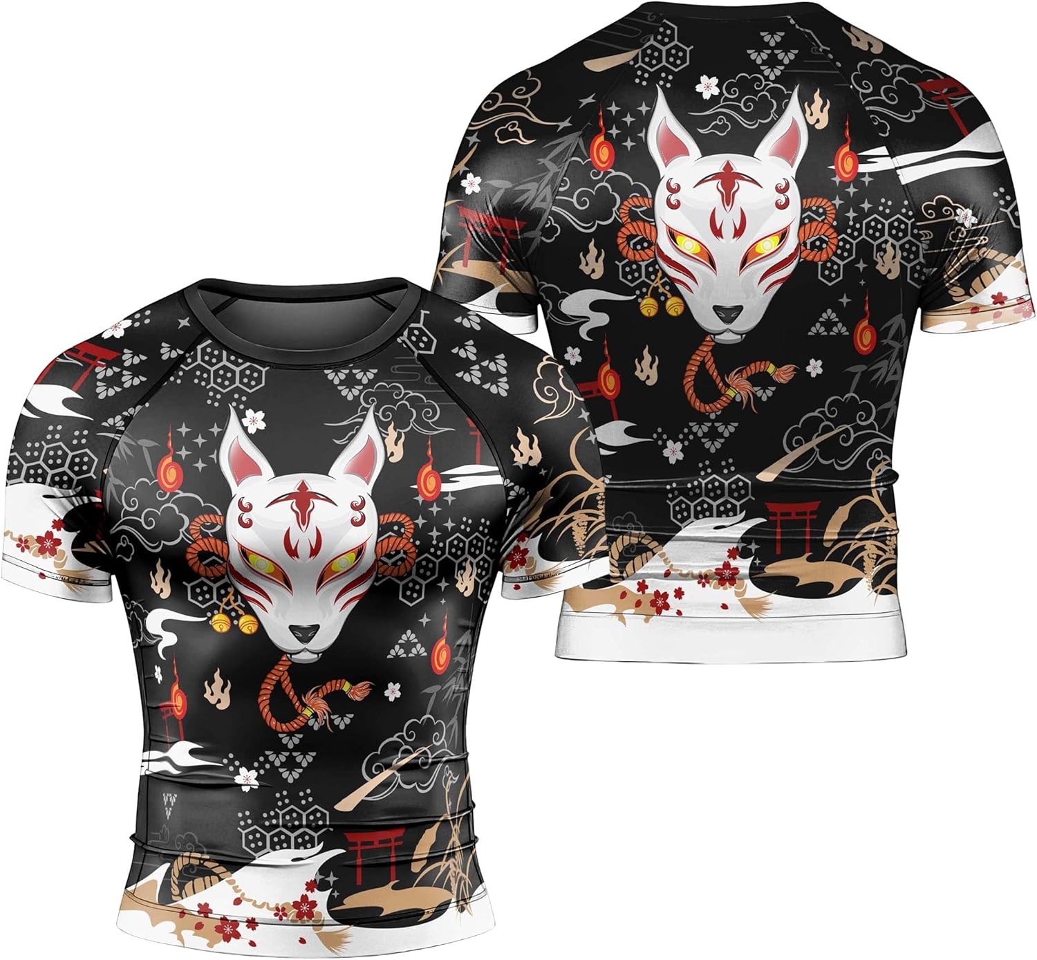 Legendary Samurai Men's Rash Guard Shirts Short Sleeve, Baselayer Compression Shirt for Jiu Jitsu MMA