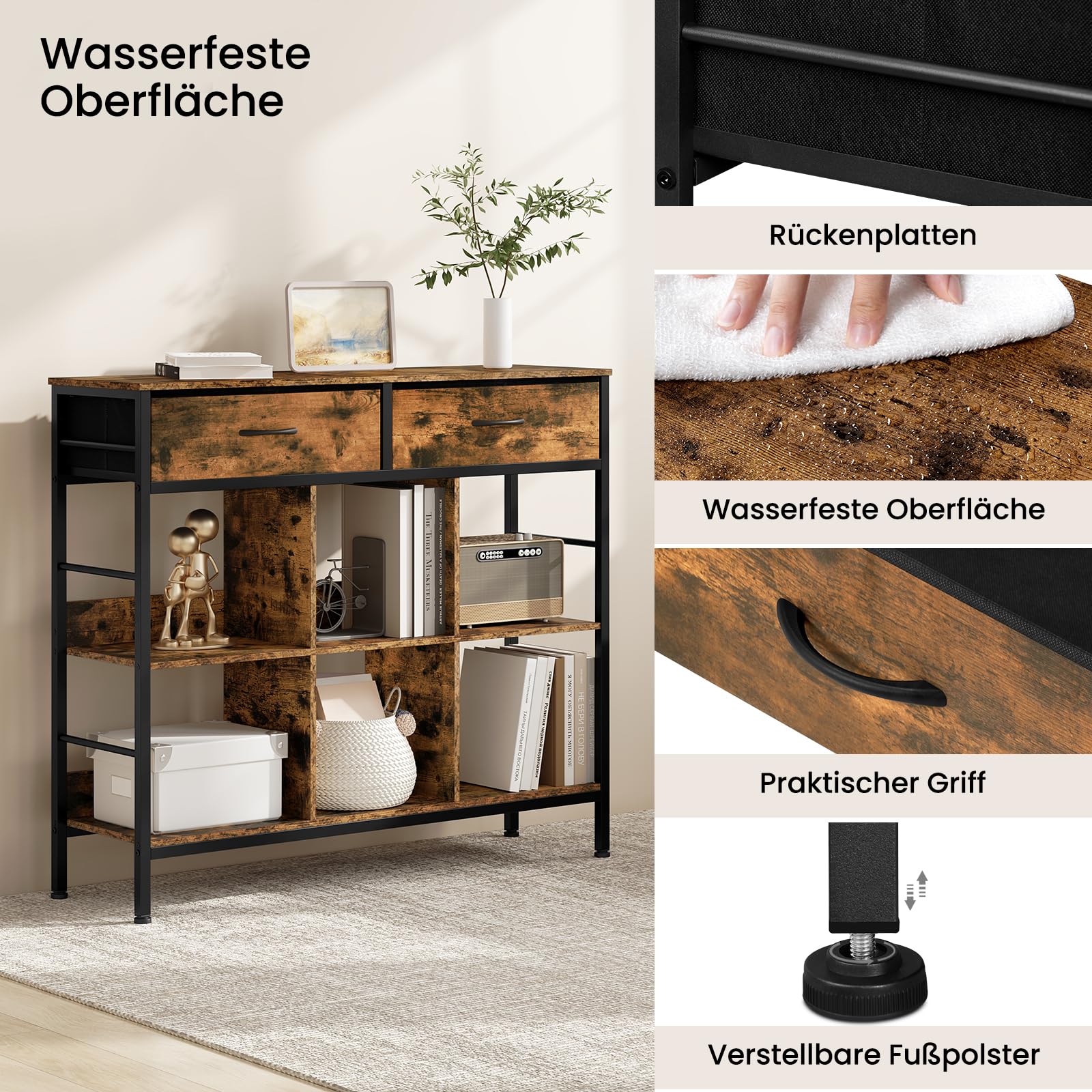 WOLTU Libreria rustica marrone con 6 ripiani