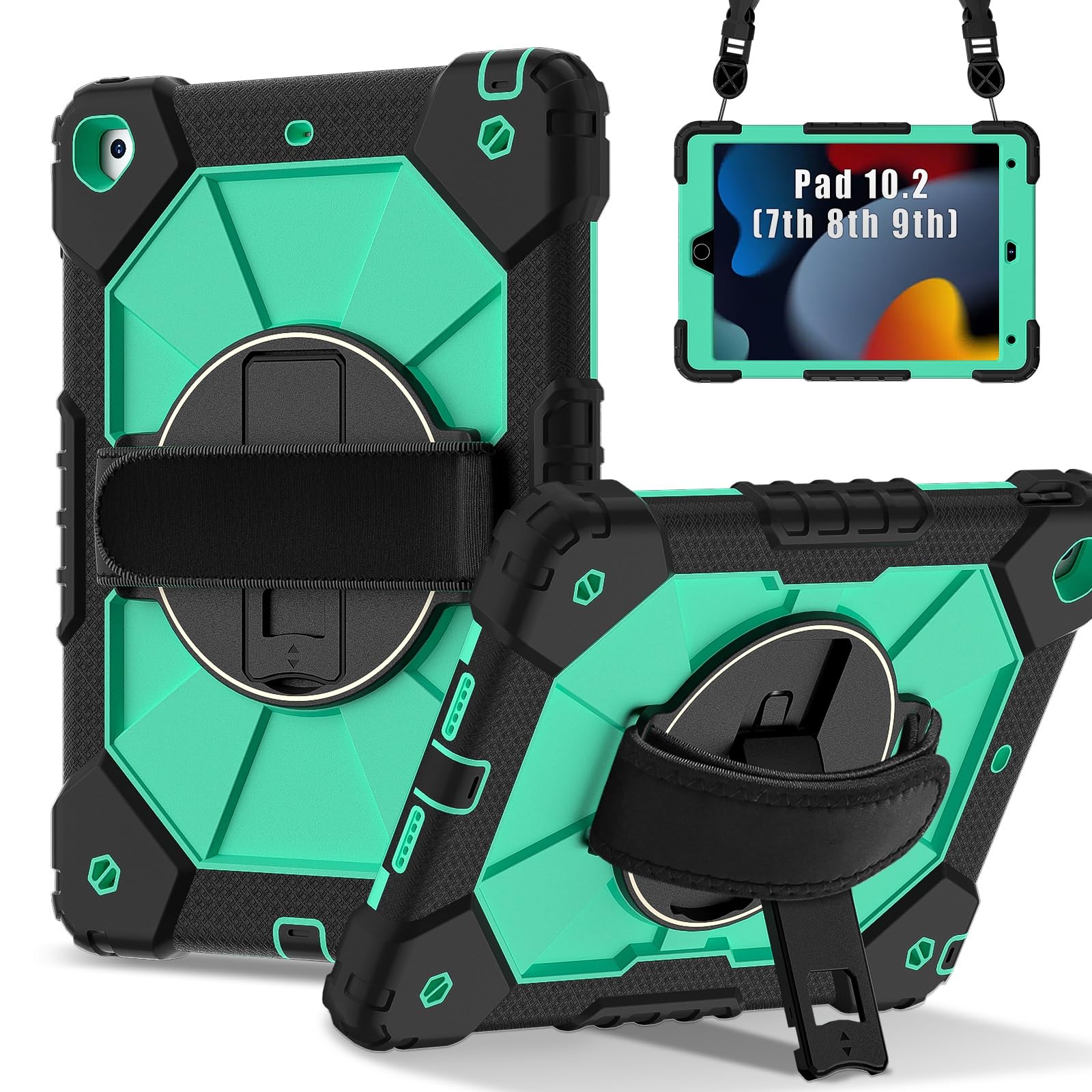 Étui iPad 10.2 antichoc vert pour éviter les rayures avec support pivotant 360° - 8