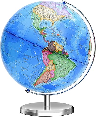 Globo mundial para niños y adultos, mapa educativo giratorio de 12 pulgadas con soporte, globos interactivos autoensamblados para el aprendizaje de