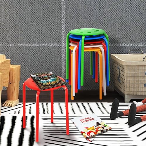 Miniatura 2 de Yaheetech 17,3" 5PCS sillas apilables industriales al aire libre interiores sillas de bar sillas coloridas