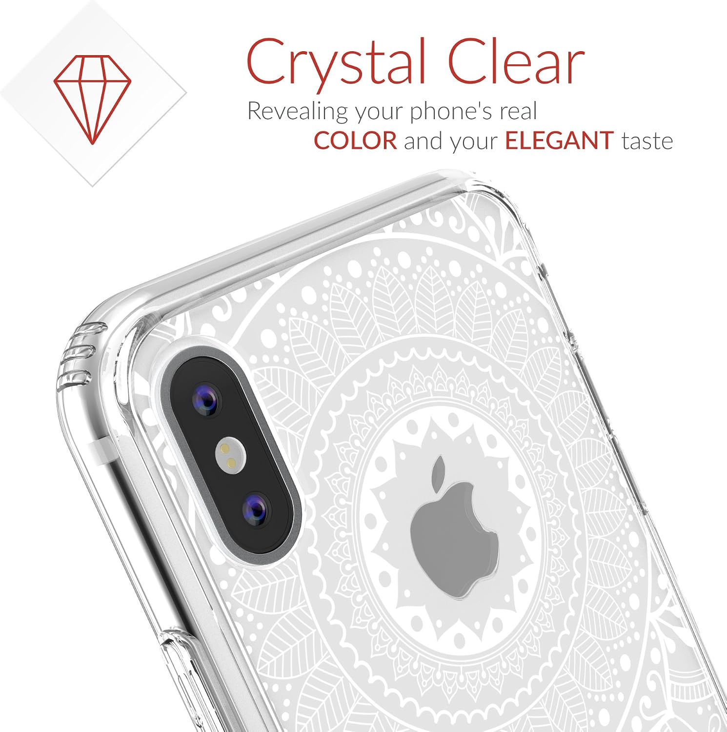 iPhone Xs Case, iPhone X Case, Crave Clear Guard Protection Case for Apple iPhone X/XS (5.8 inch) - Henna Mandala Edition