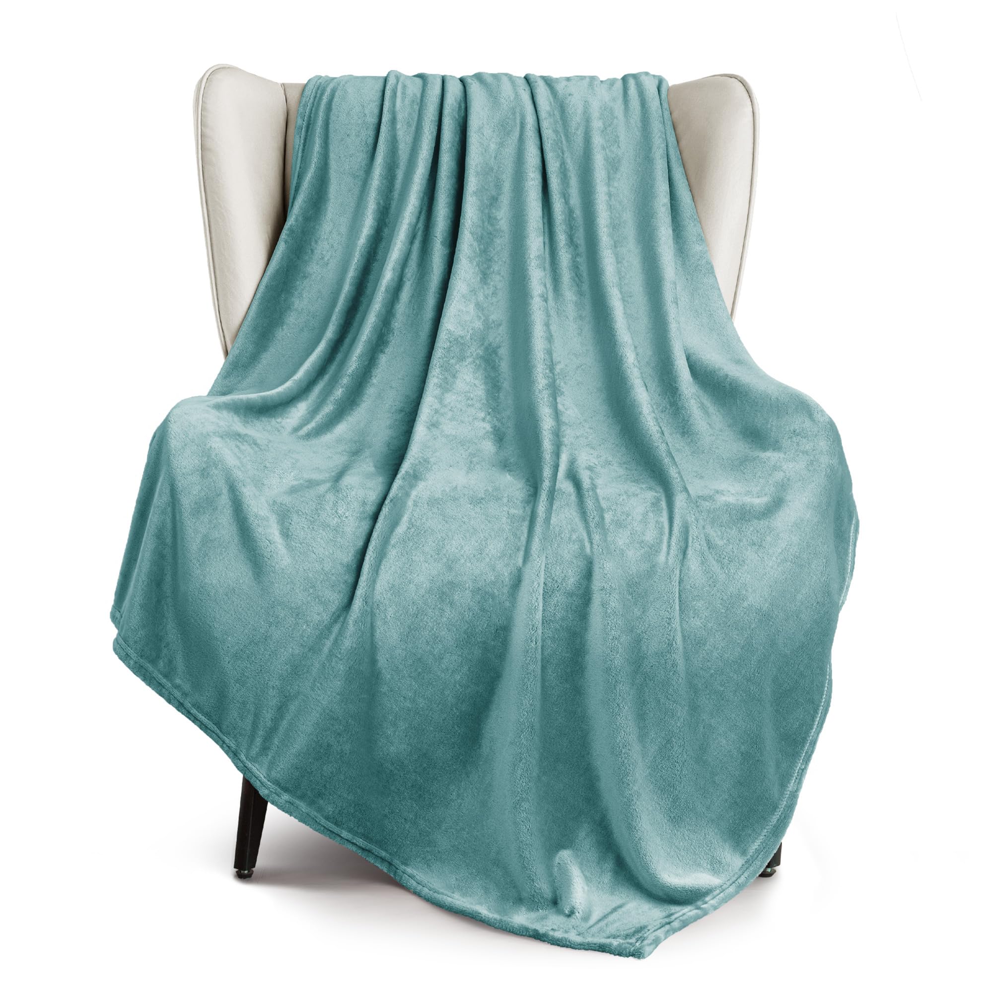 Exclusivo Mezcla Fleece Celadon Throw Blanket for Couch, Sofa, Super Soft and Warm Blankets, All Season, Cozy, Plush, Lightweight, 50x60 Inches